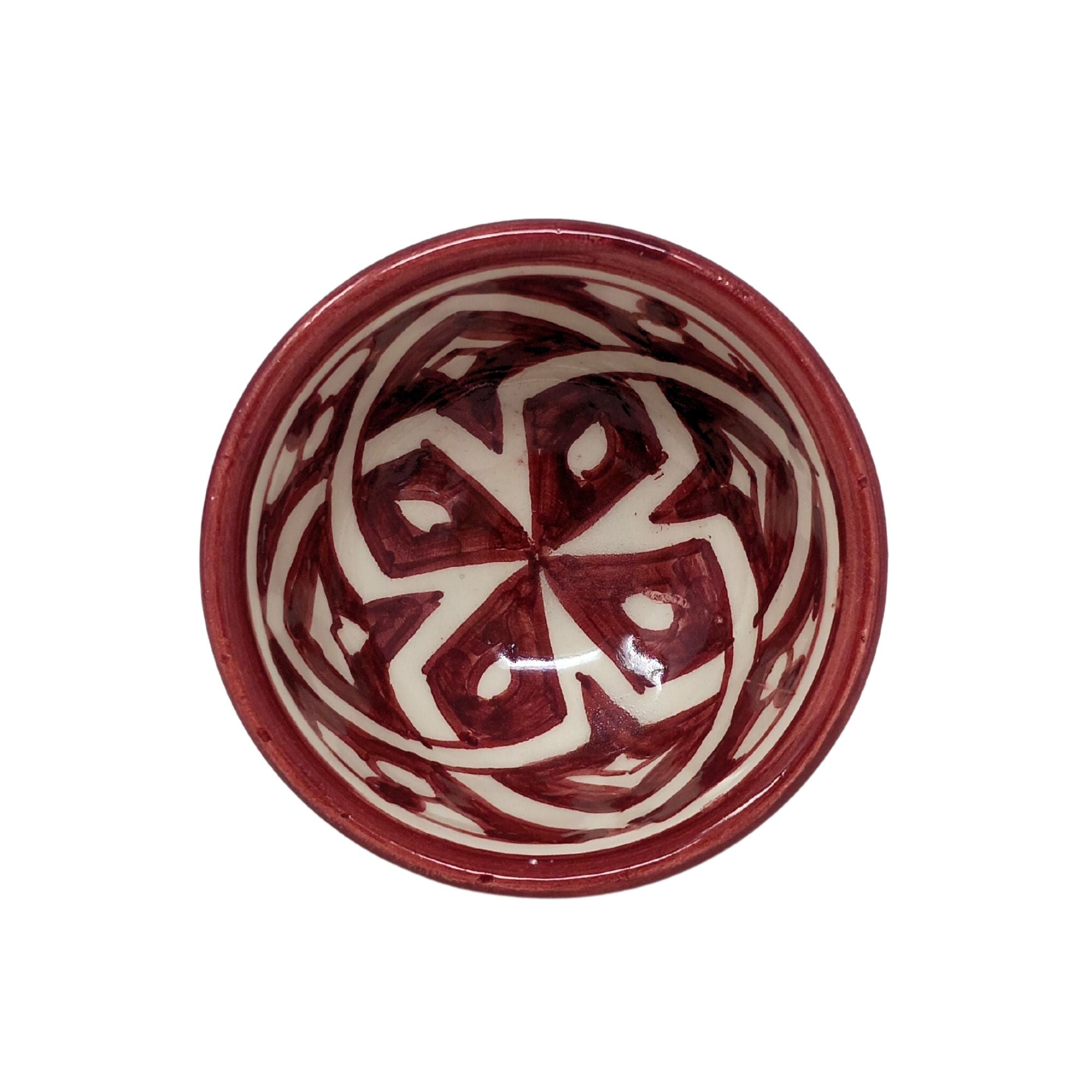 picture of handcrafted Moroccan ceramic bowl with intricate bohemian Clover pattern