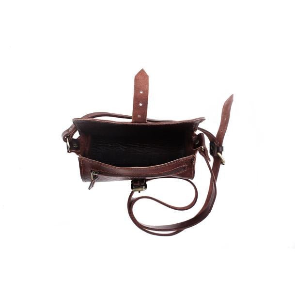 Pixie dark brown leather Barrel Bag - Artisan Stories