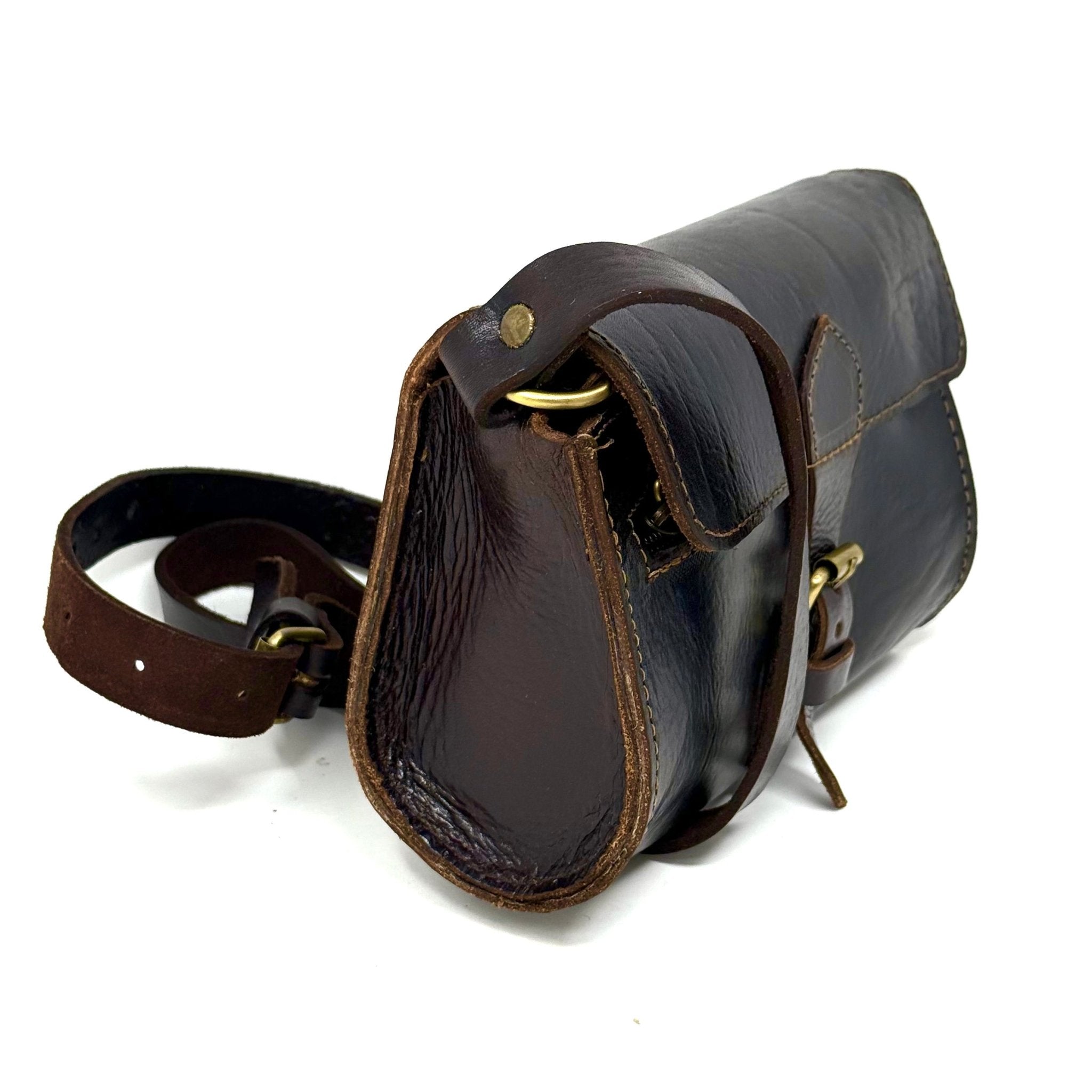 Pixie dark brown leather Barrel Bag - Artisan Stories
