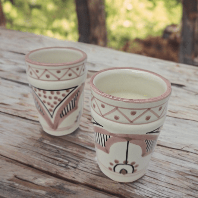Safa Ceramic Small Beldi Cup - Pink & Black - Artisan Stories