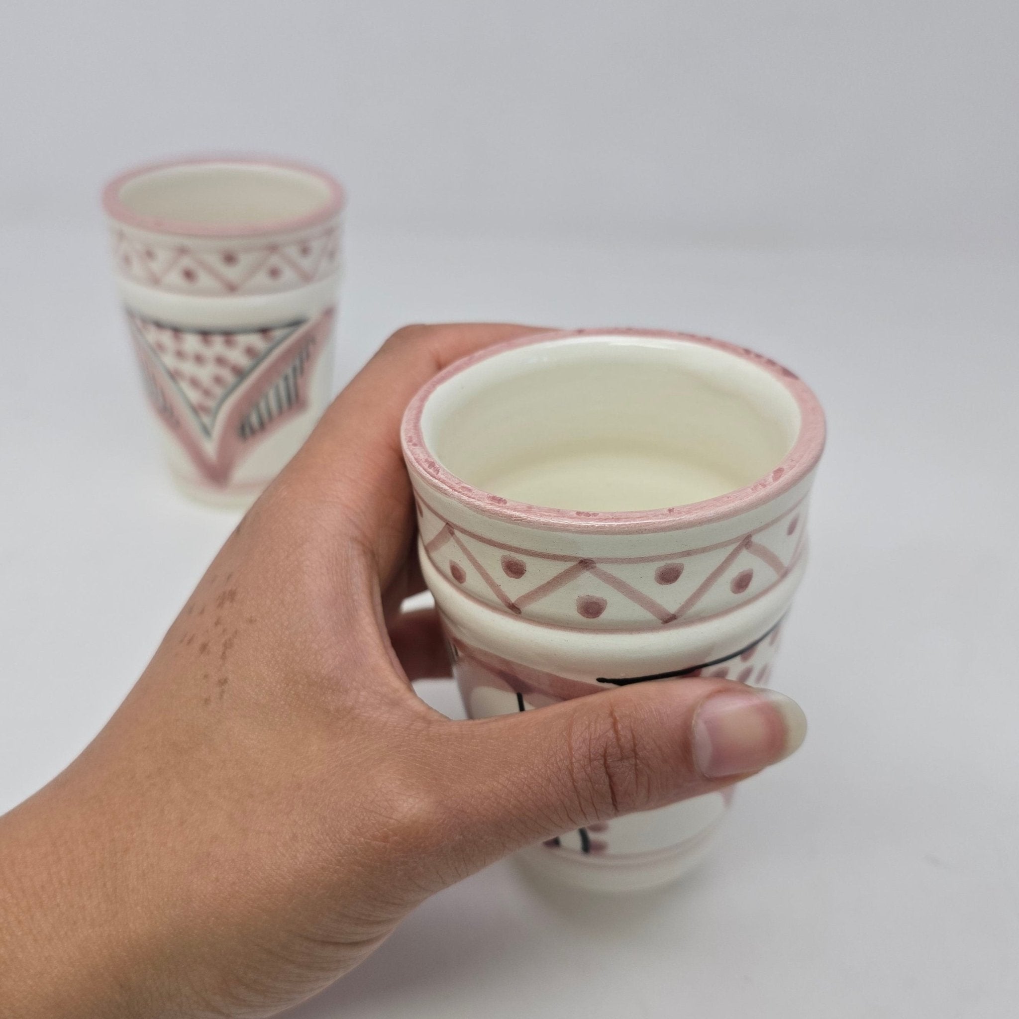 Safa Ceramic Small Beldi Cup - Pink & Black - Artisan Stories