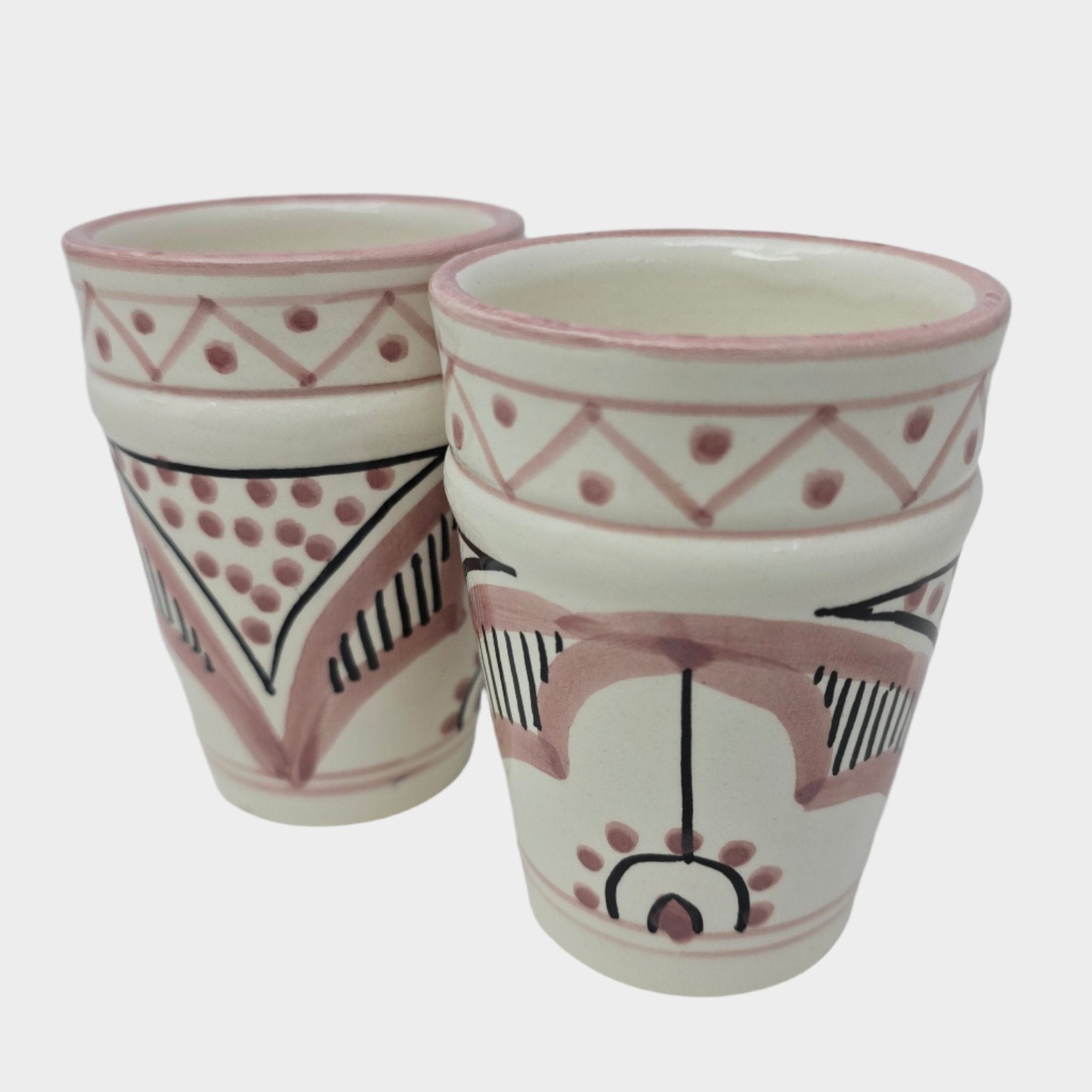 Safa Ceramic Small Beldi Cup - Pink & Black - Artisan Stories