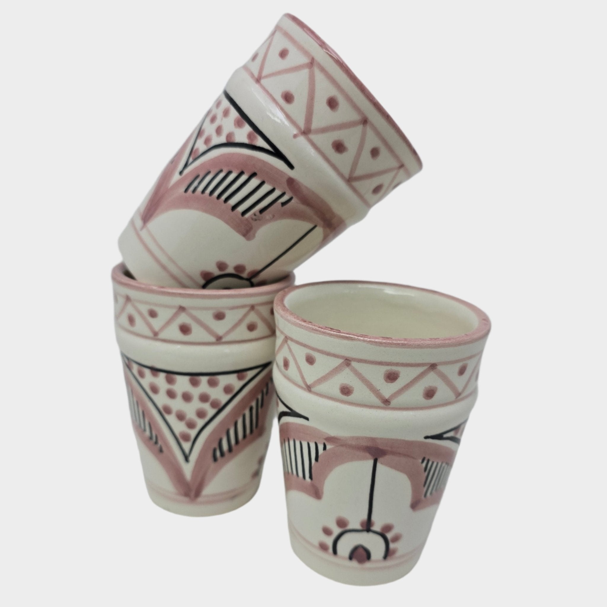 Safa Ceramic Small Beldi Cup - Pink & Black - Artisan Stories