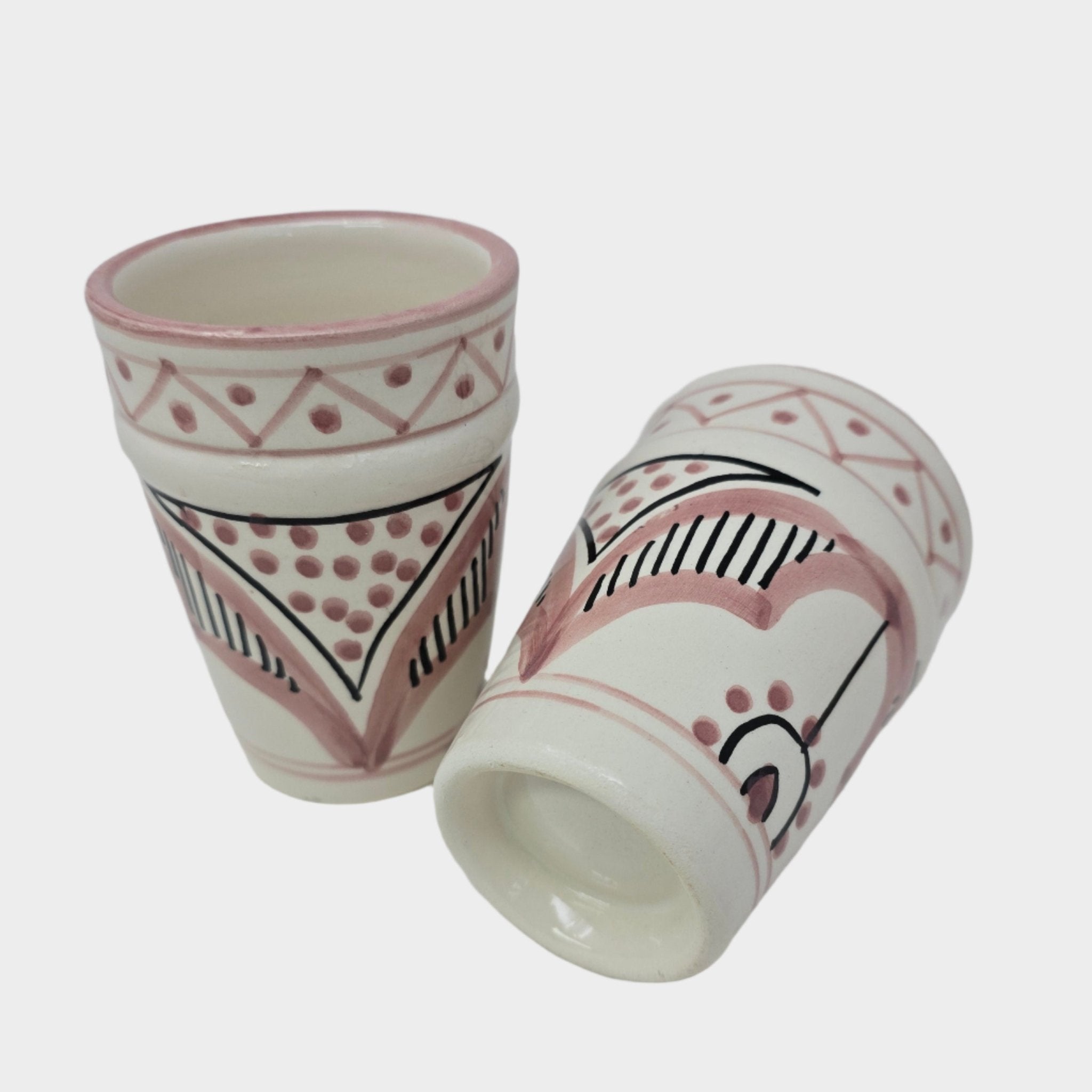 Safa Ceramic Small Beldi Cup - Pink & Black - Artisan Stories
