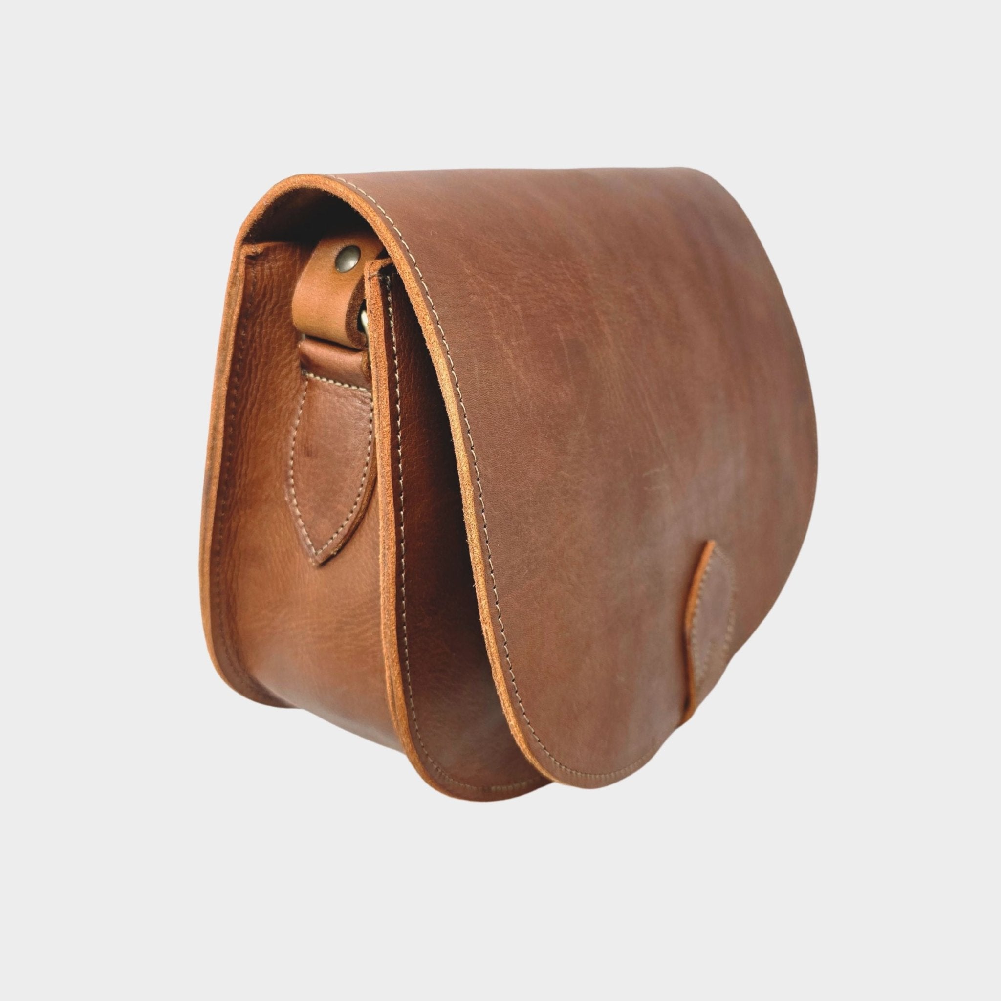 Sam Tan Leather crossbody Saddle Bag - Artisan Stories