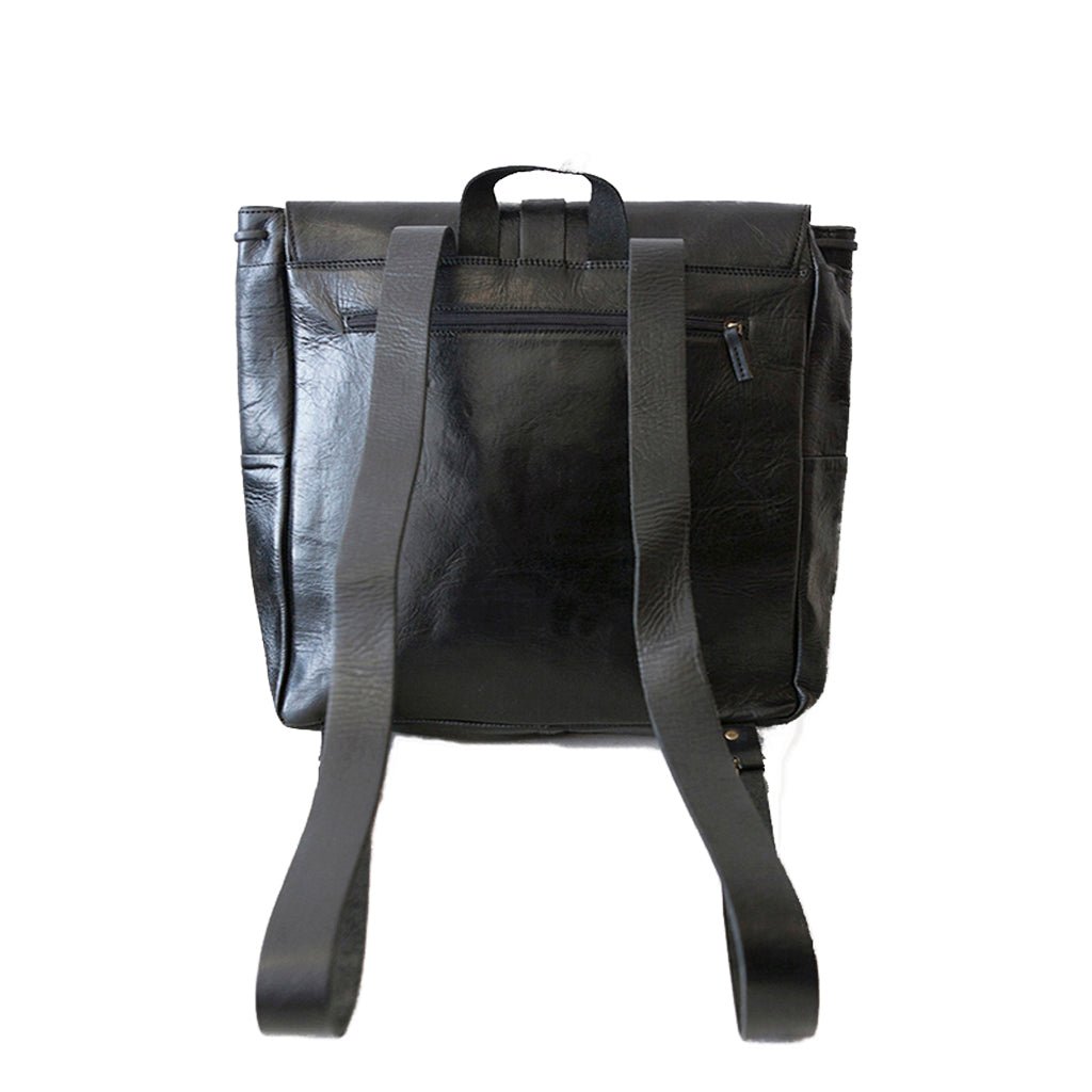 Square Leather Backpack - Black - Artisan Stories