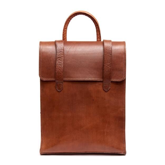 Vintage Closure Leather Backpack Bowie In Tan Brown - Artisan Stories