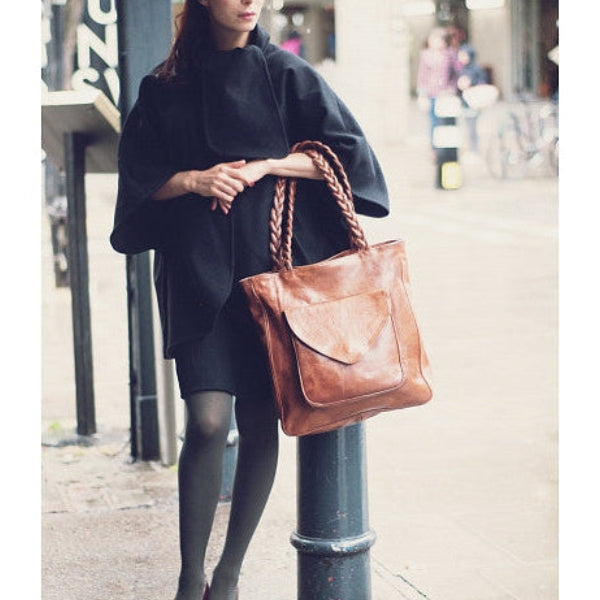 Front Enveloppe Tote - handmade leather bags smadlondon