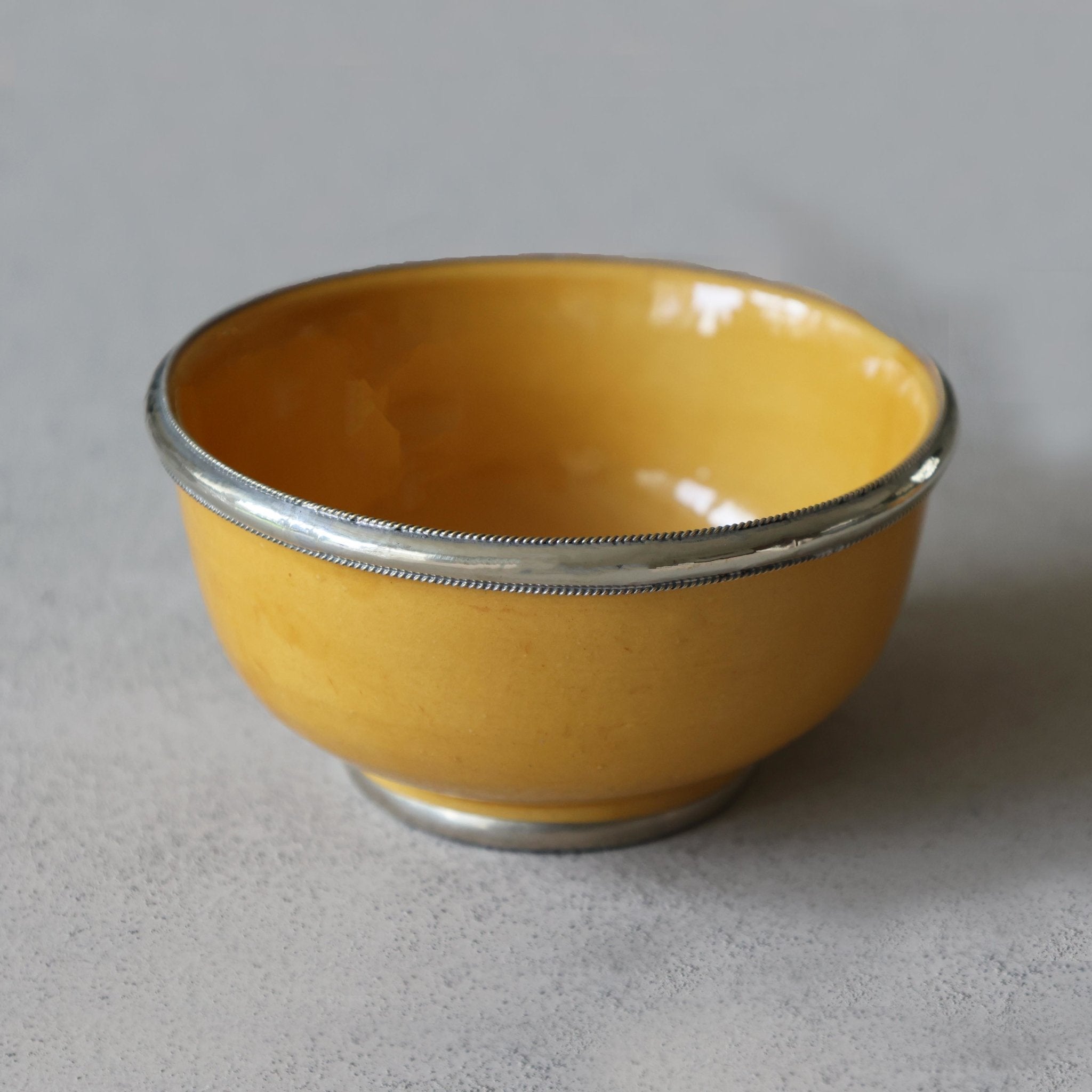 Berber Glazed Bowl with metal trim - Yellow - Artisan Stories