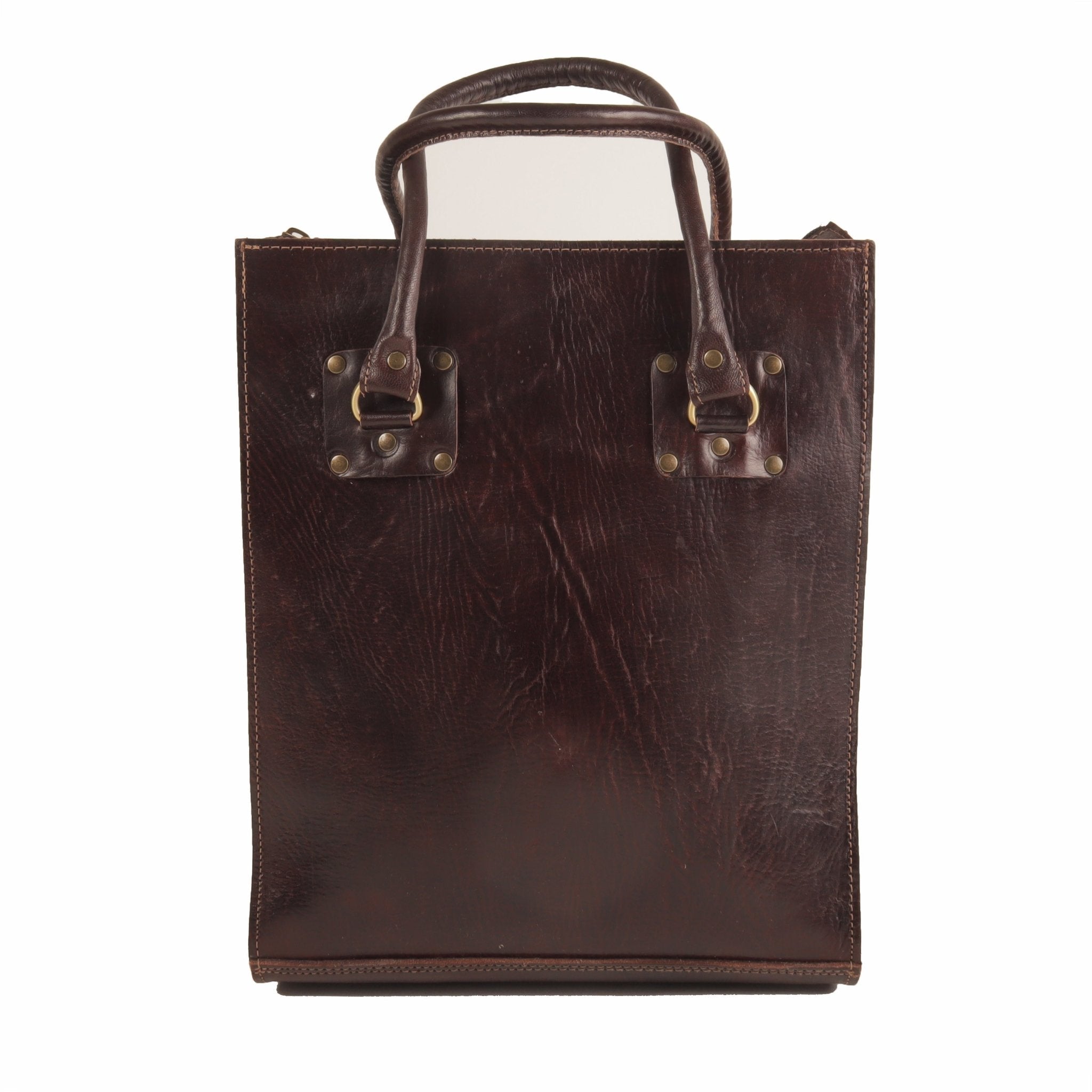 Classic Sofia Leather Tote Bag - Dark brown - Artisan Stories