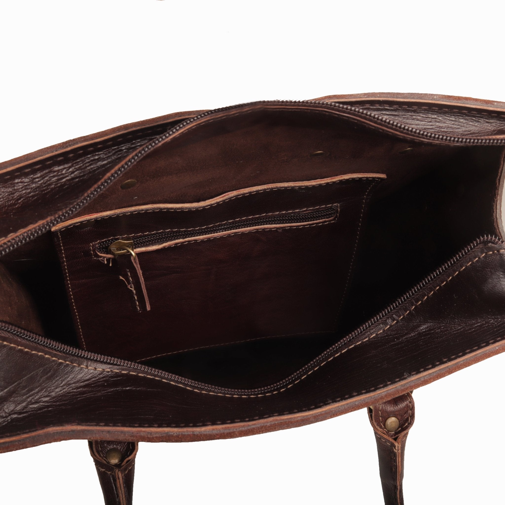 Classic Sofia Leather Tote Bag - Dark brown - Artisan Stories