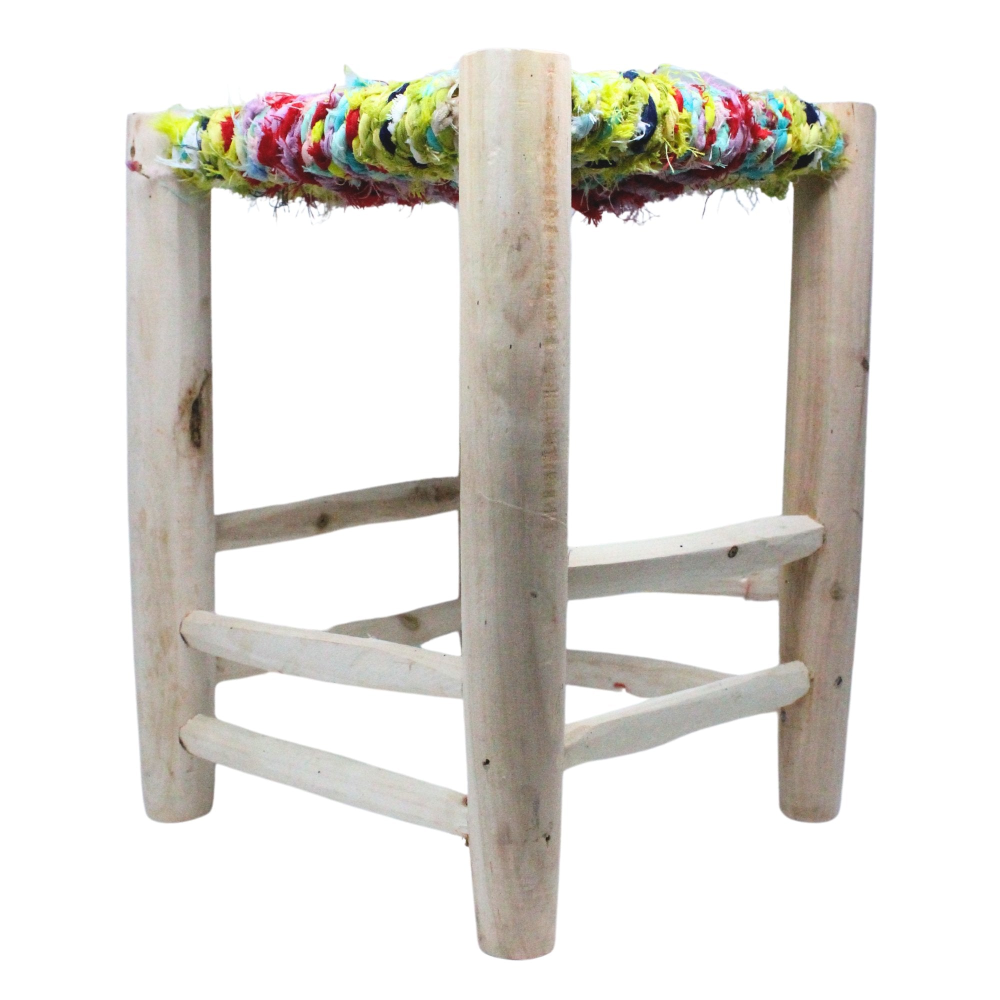 Colourful Boucherouite Stool - Artisan Stories