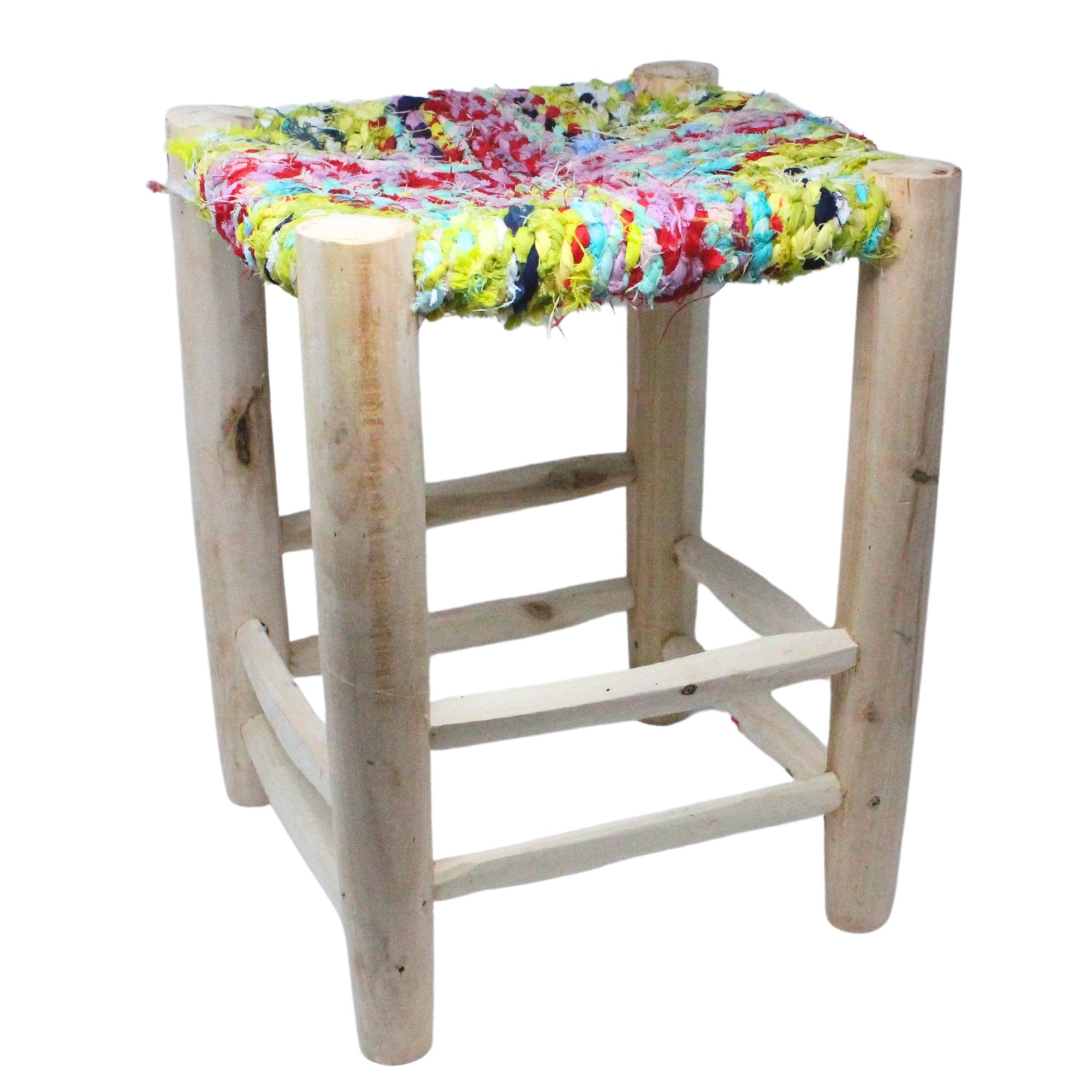Colourful Boucherouite Stool - Artisan Stories