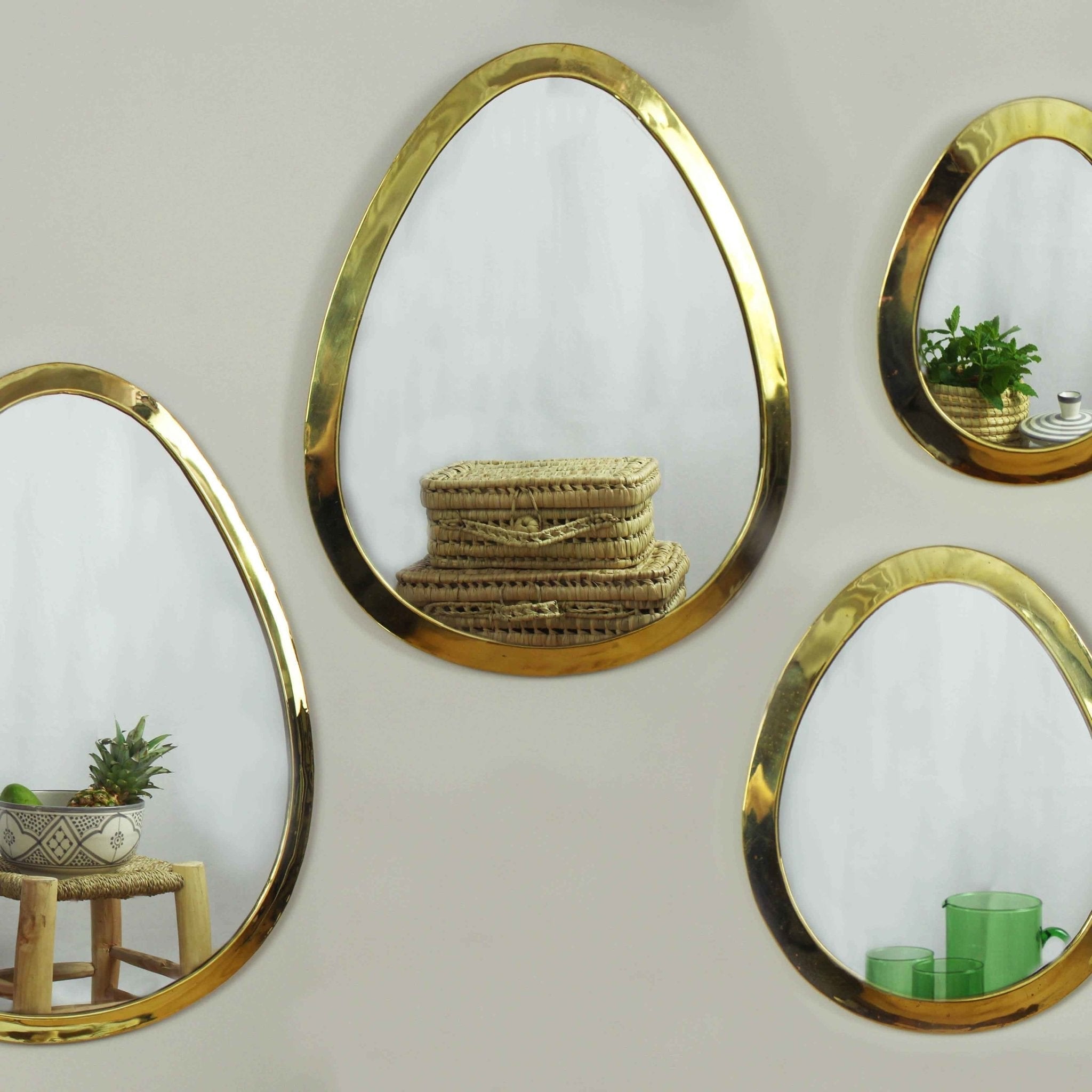 Marrakech Egg Mirror in Golden Brass - Artisan Stories