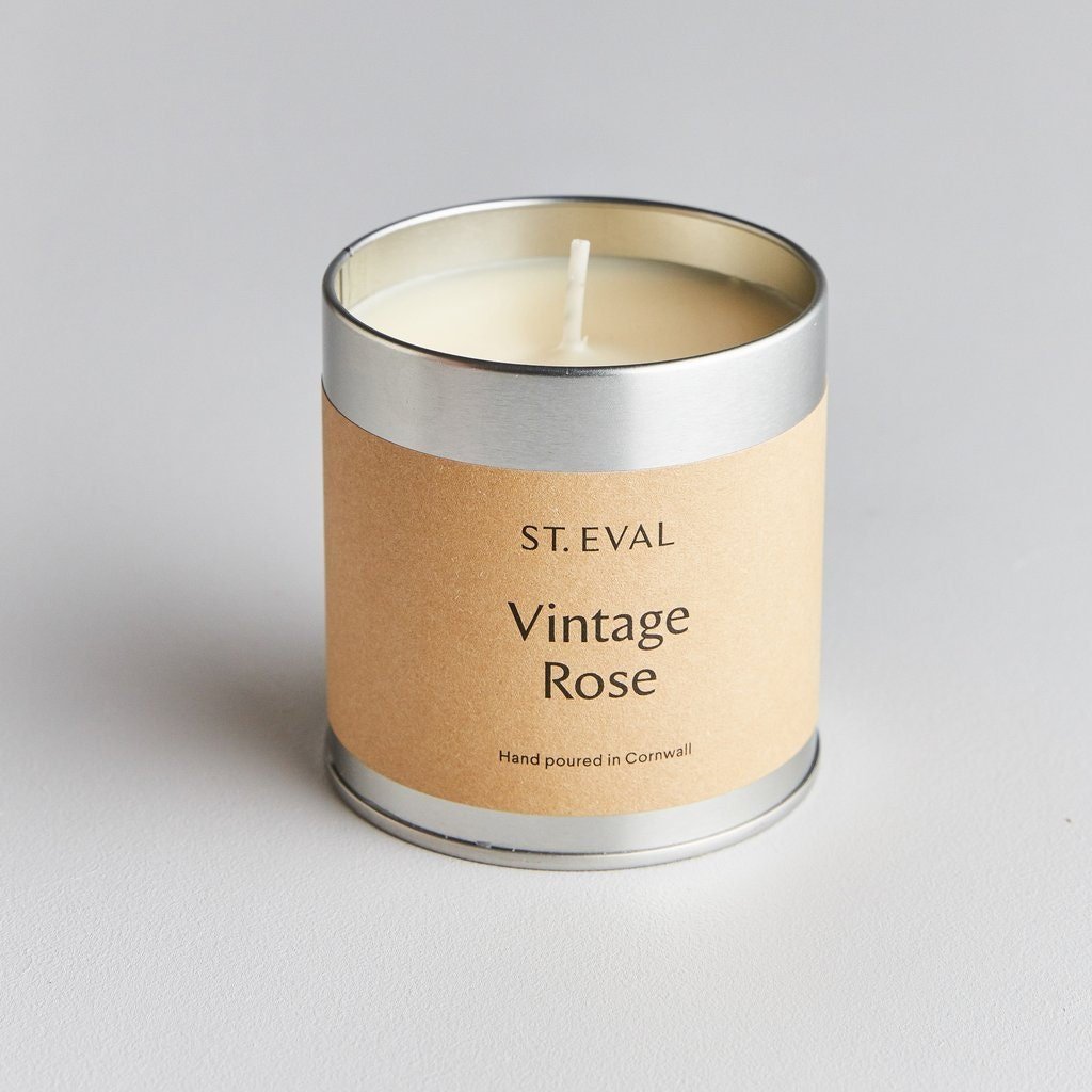 St Eval Scented Tin Candle - Vintage Rose - Artisan Stories
