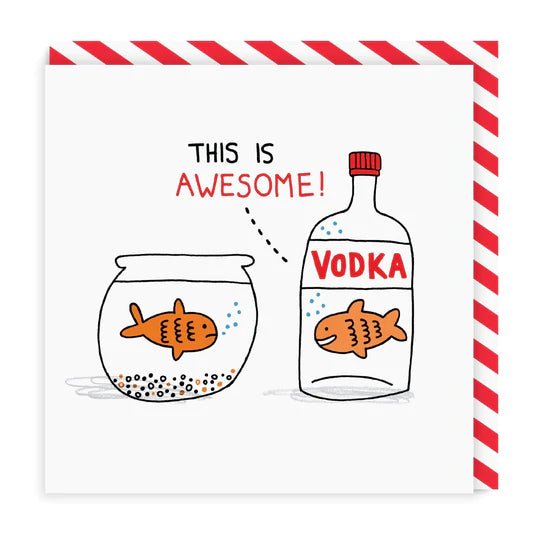 Vodka Goldfish Square Greeting Card - Artisan Stories