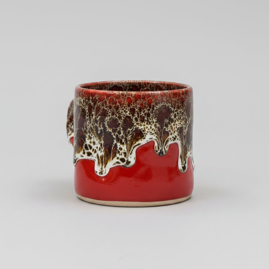 Handmade Moroccan Mug with  Drip Glaze & Dimples