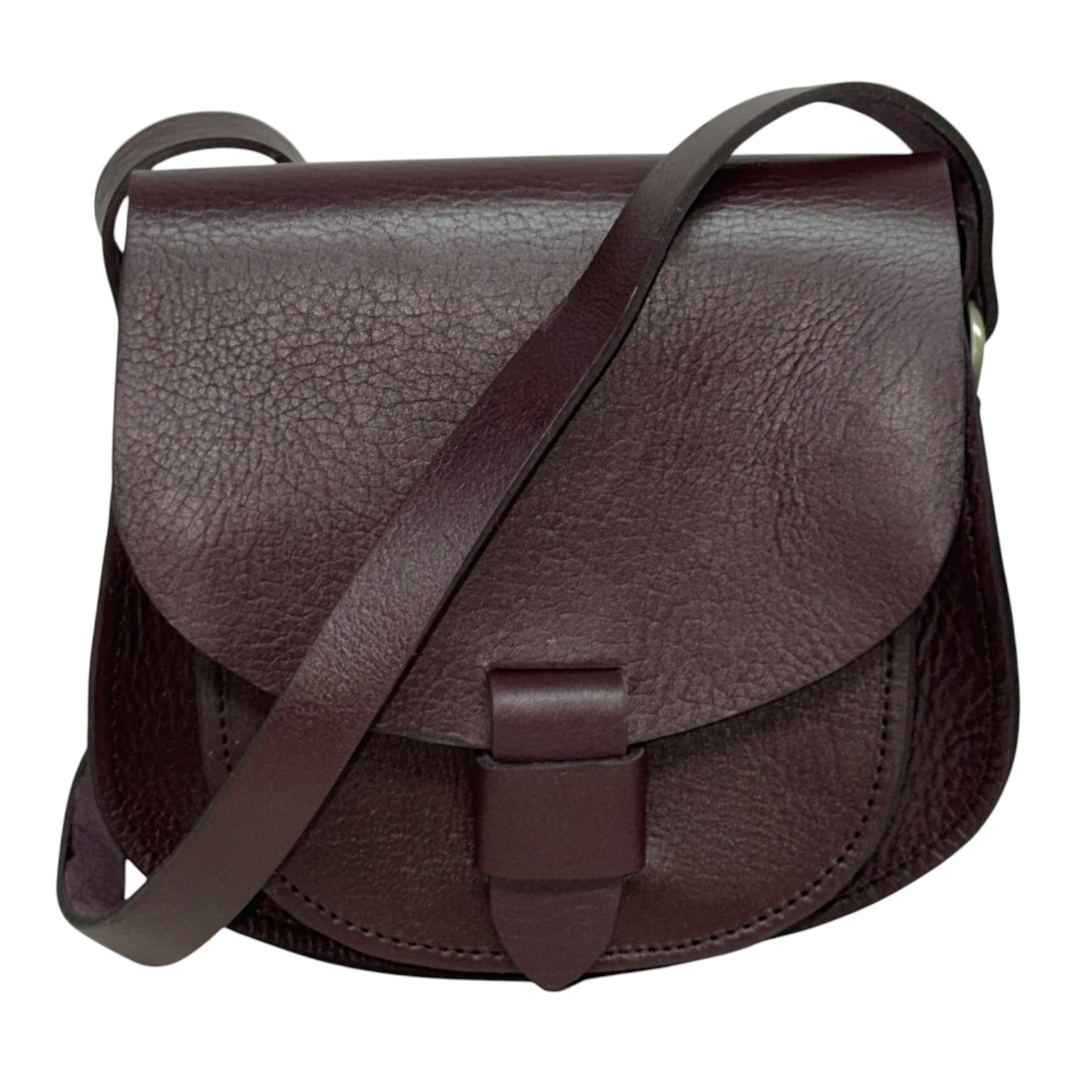Maya Burgundy Leather Saddle Bag – Handmade Full-Grain Crossbody