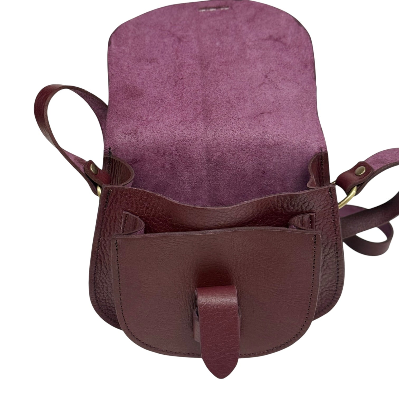 Maya Burgundy Leather Saddle Bag – Handmade Full-Grain Crossbody