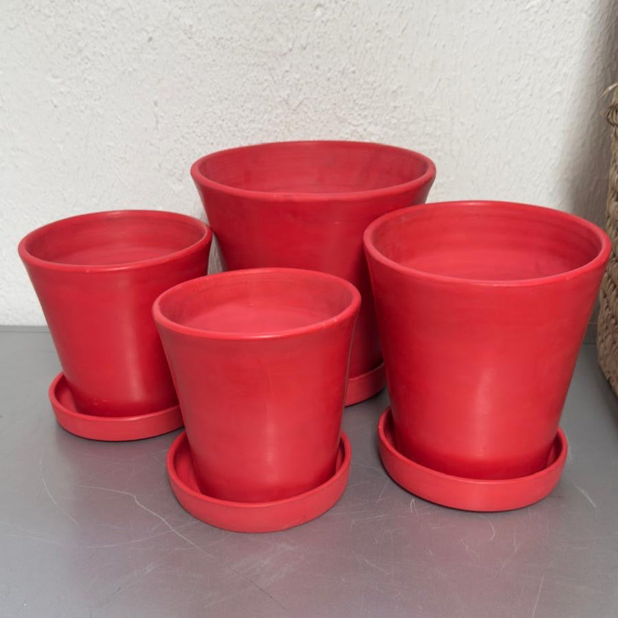 Moroccan Tadelakt Plant Pot with Saucer – Handcrafted Artisan Planter