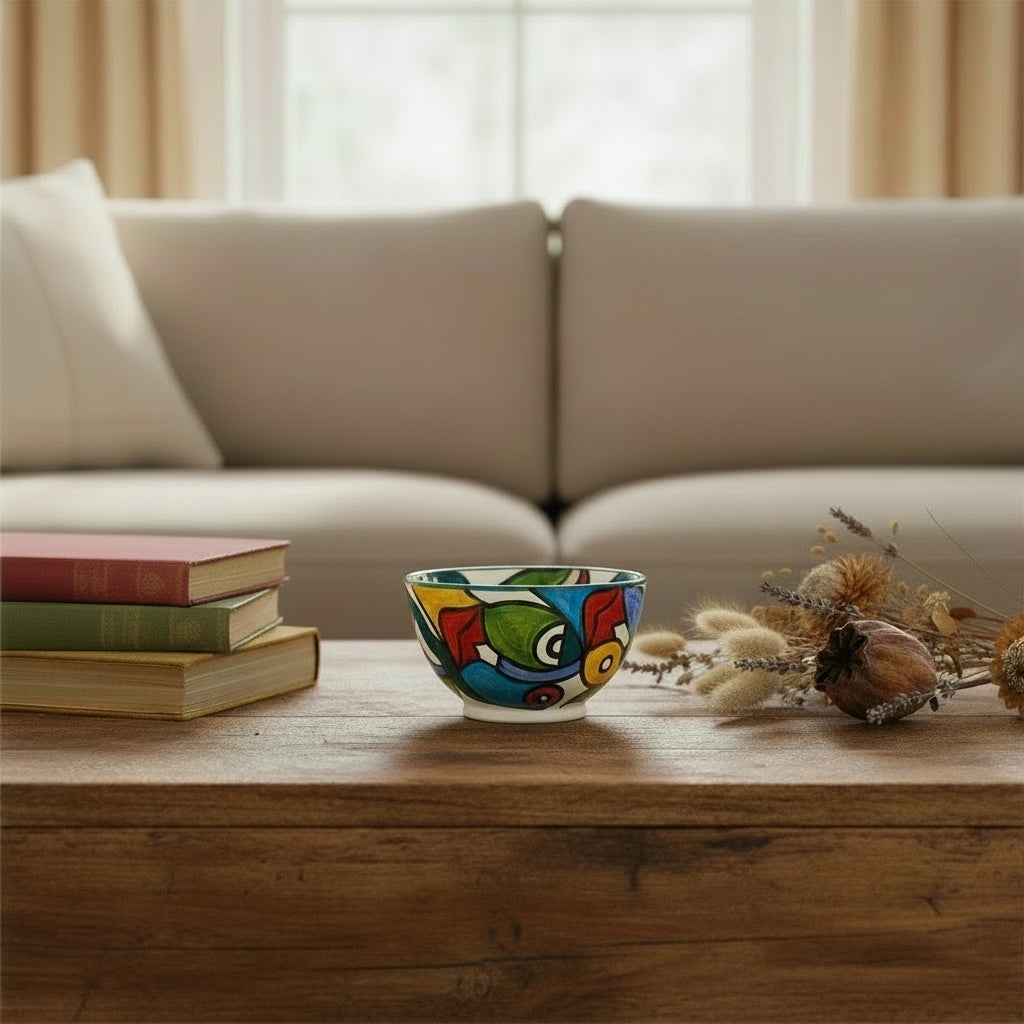 Handbemalte abstrakte Keramikschale