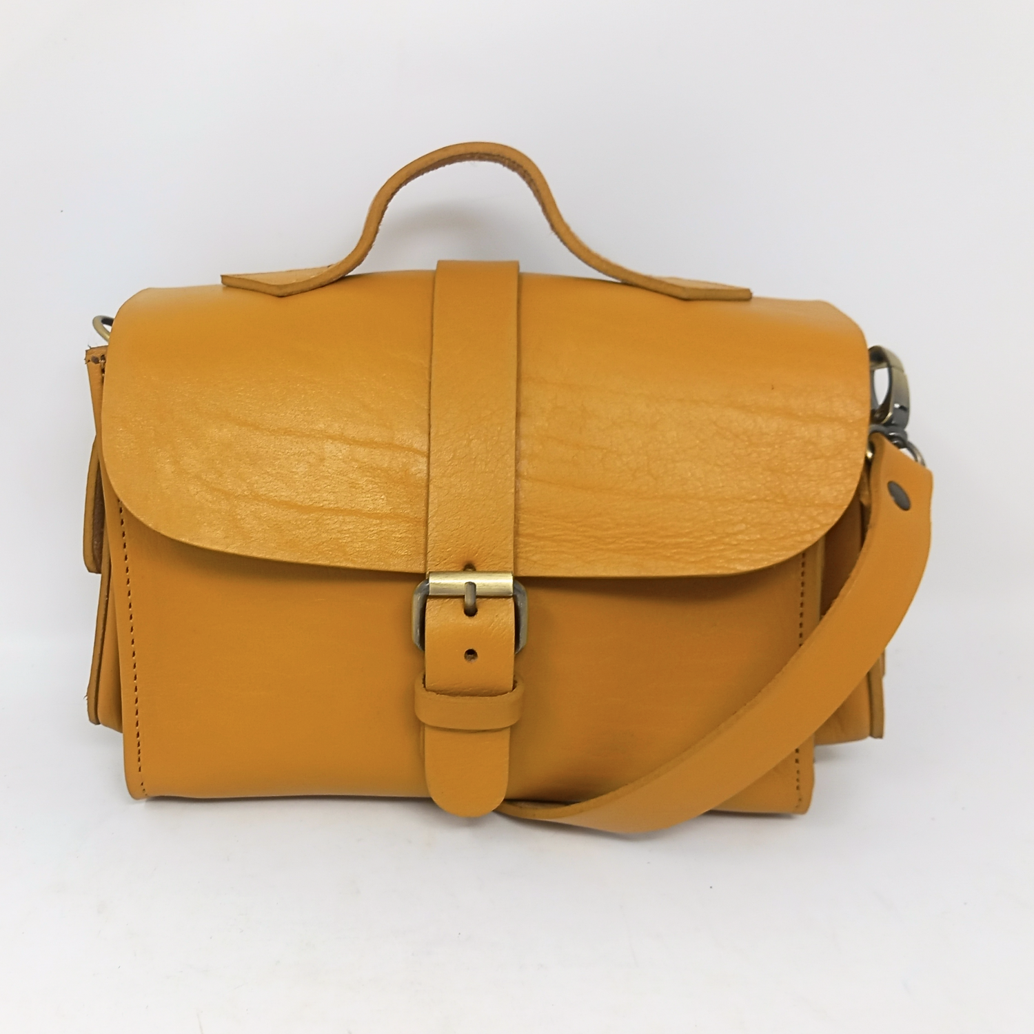 Flora Leather Handbag - yellow