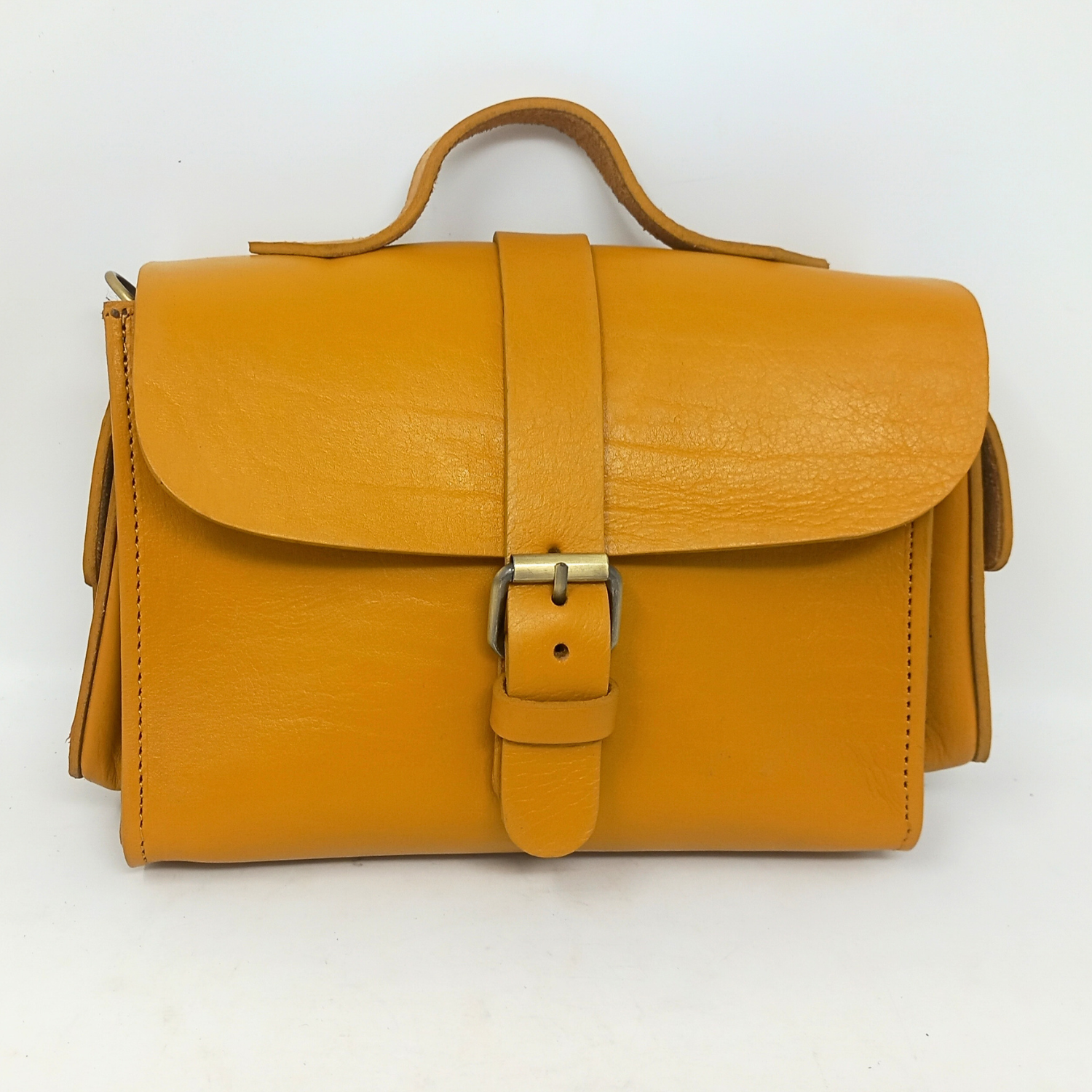 Flora Leather Handbag - yellow