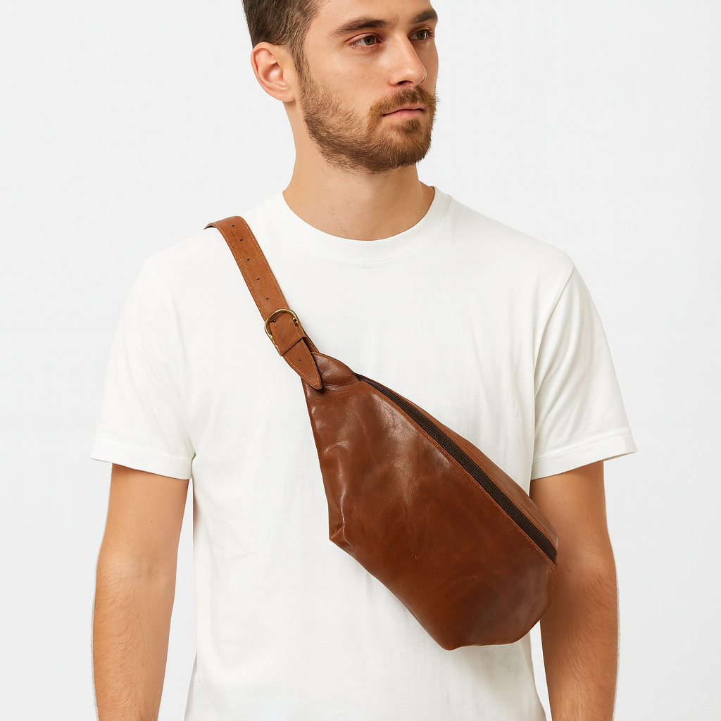 Simo Leather Sling Bum Bag – Tan Brown