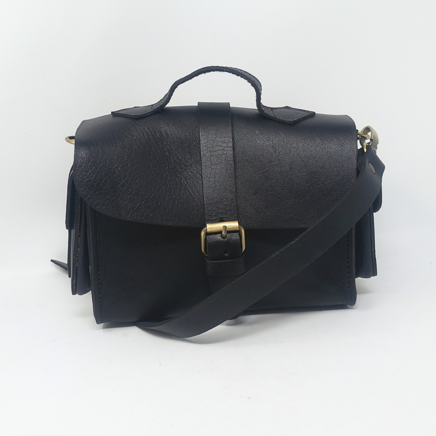 Flora Leather Handbag  Black