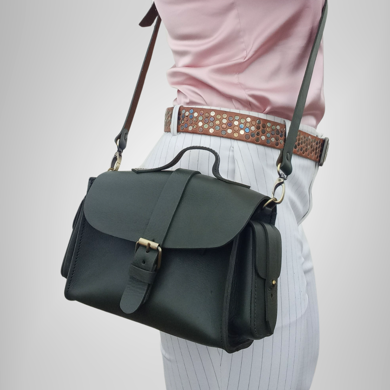 Flora Leather Handbag - Green