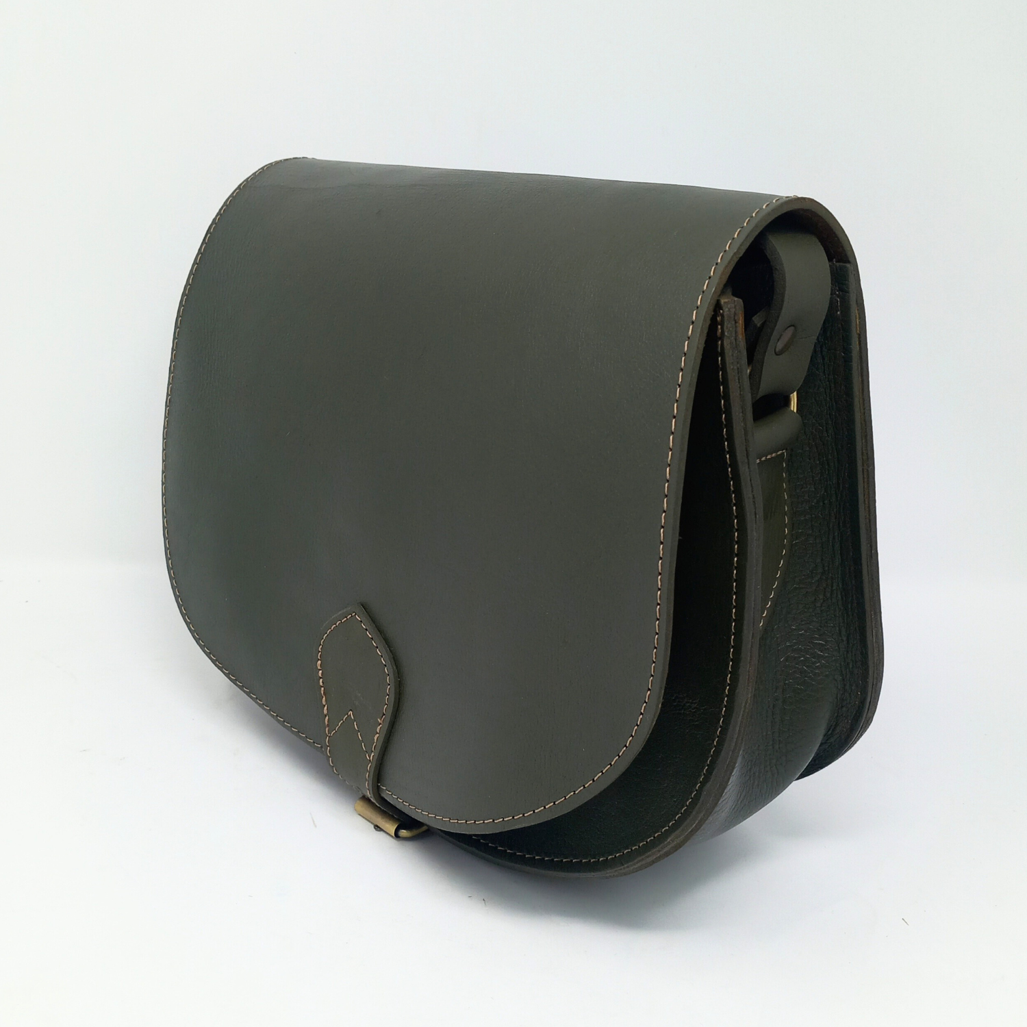 Leather Saddle Bag Crossbody Sam In Khaki Green