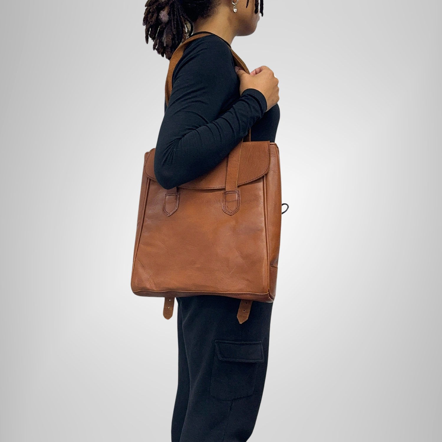 Convertible Leather Tote Backpack Cleo In Tan Brown