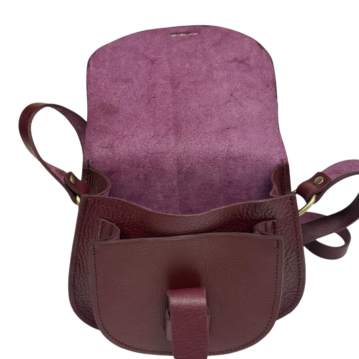 Maya Burgundy Leather Saddle Bag – Handmade Full-Grain Crossbody