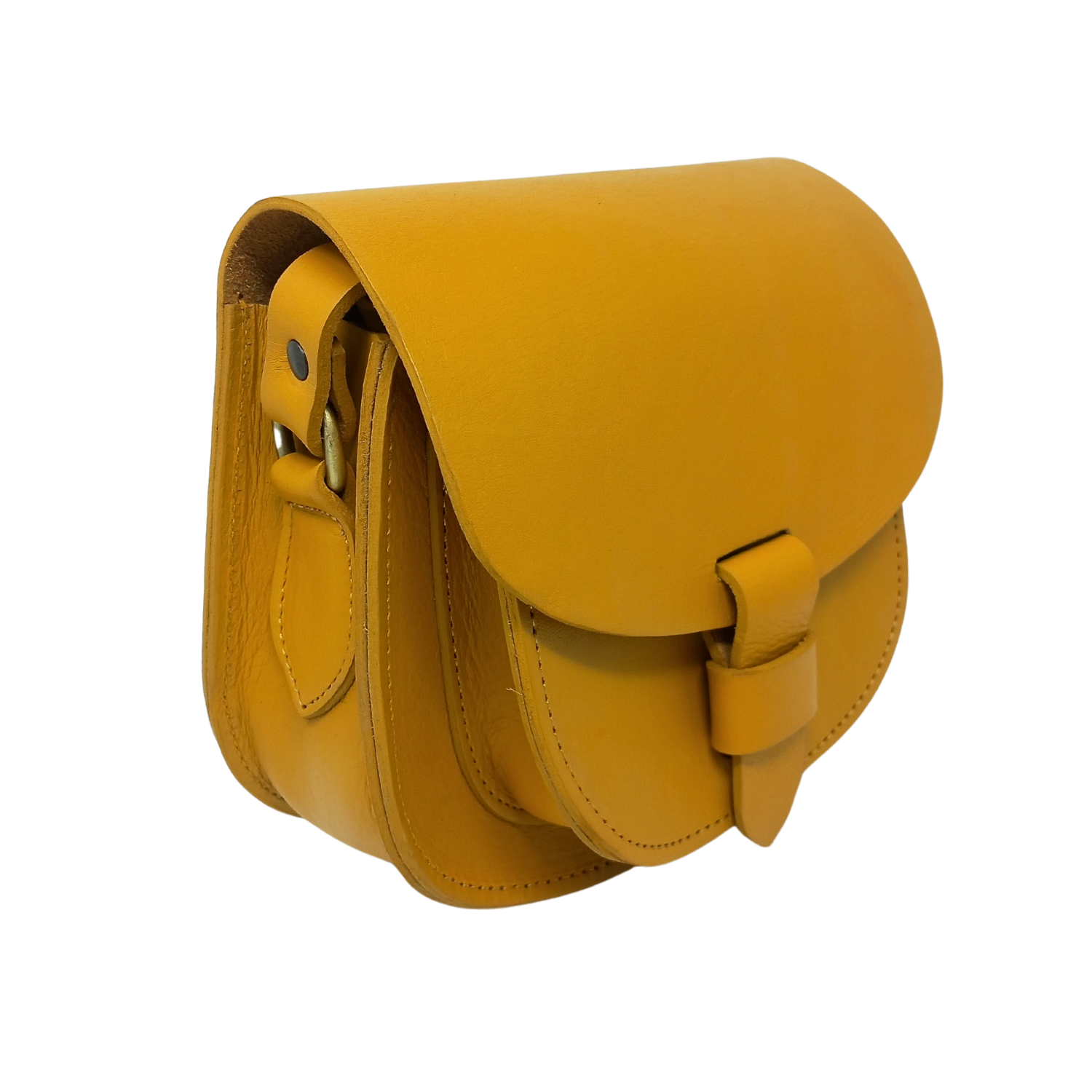 Maya yellow Leather Saddle Bag