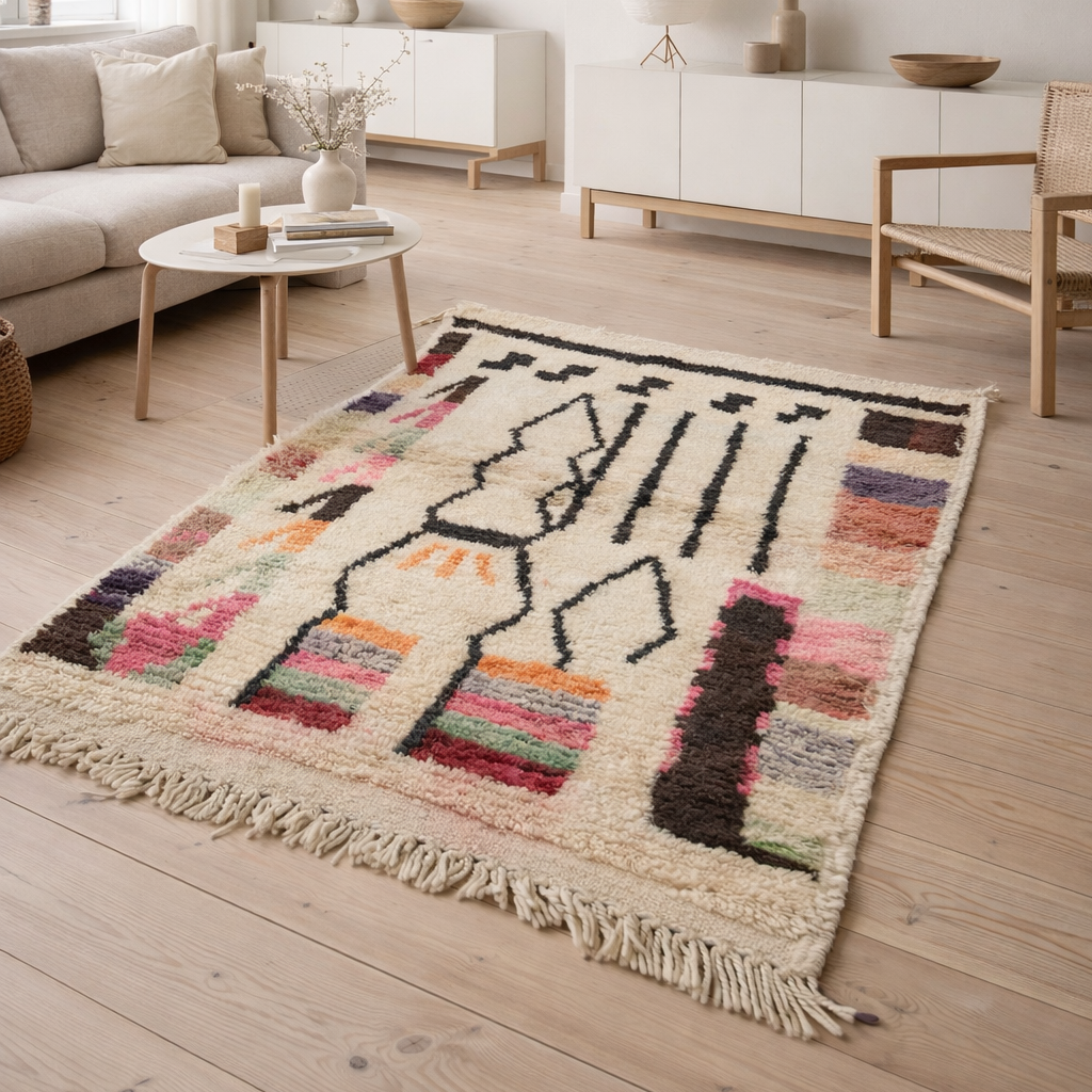 Boujaad Wool rug "Tribal Figures" 167 x 100 cm
