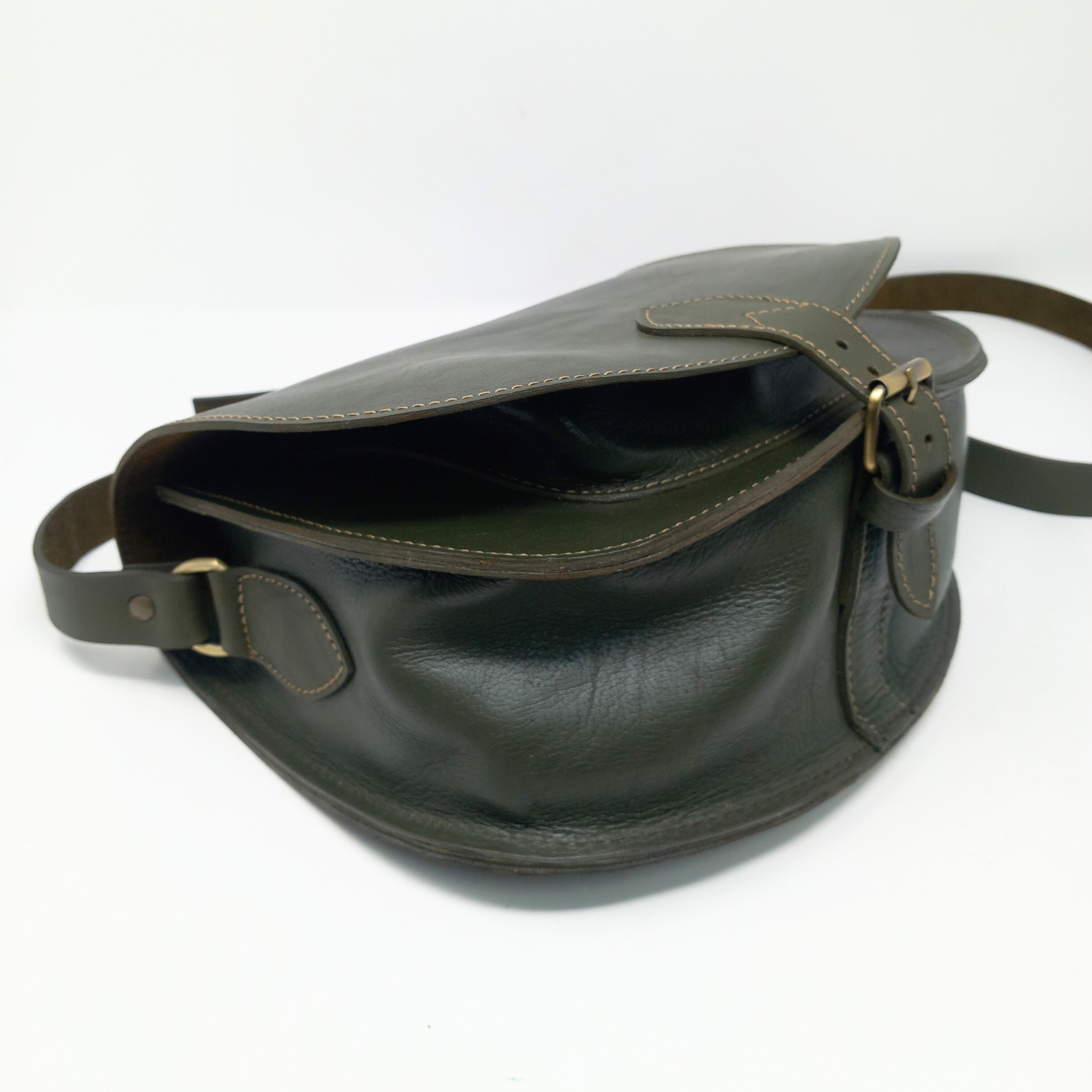 Leather Saddle Bag Crossbody Sam In Khaki Green