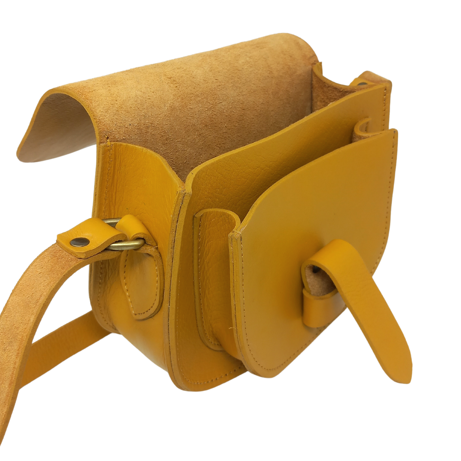 Maya yellow Leather Saddle Bag