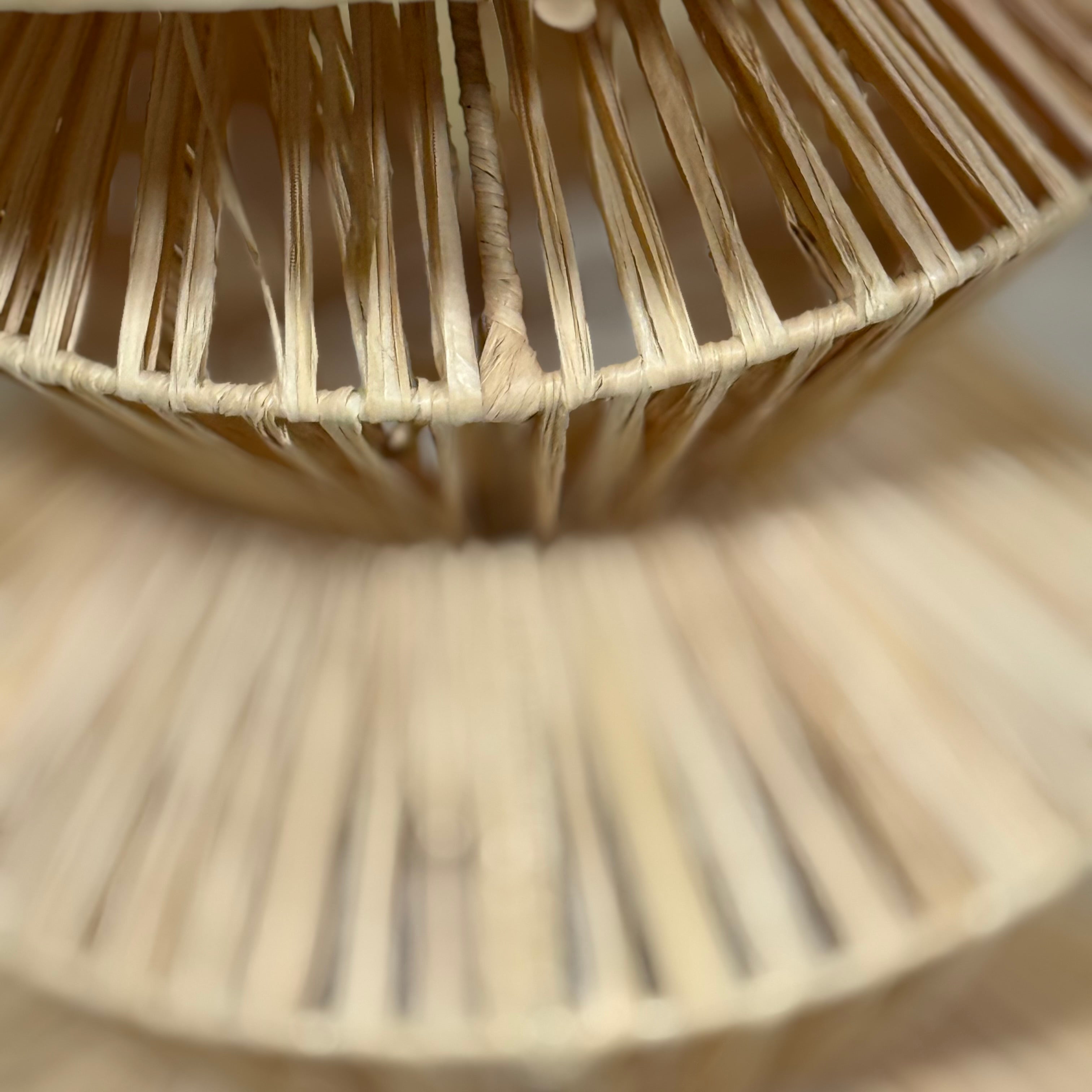 Handwoven Raffia Moroccan Table Lamp – Sculptural Boho Lighting