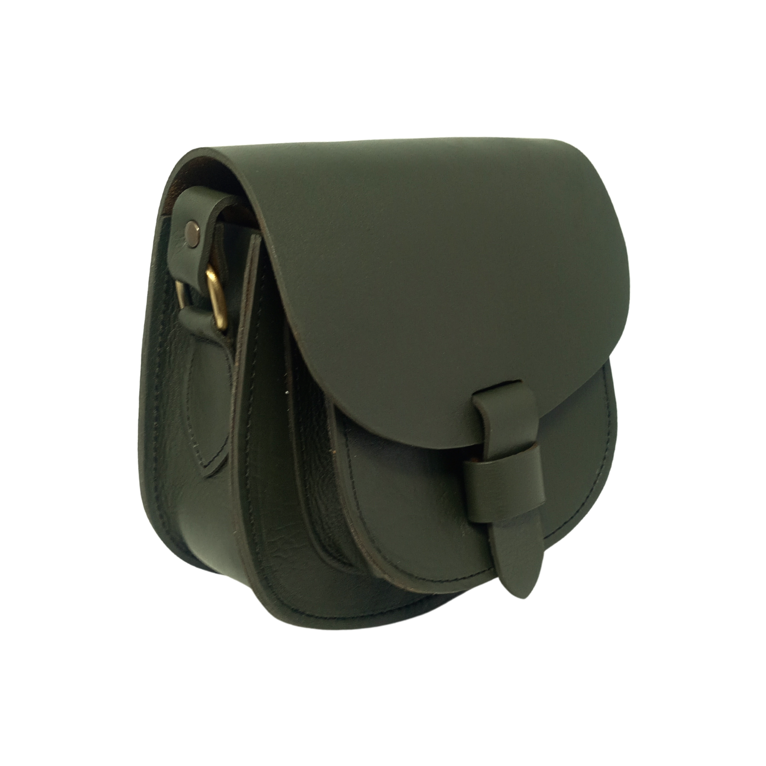 Maya green Leather Saddle Bag