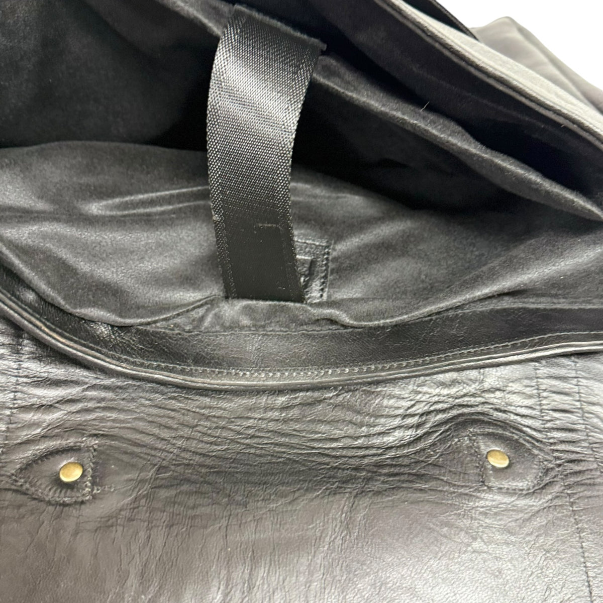 Oxford Full-Grain Leather Laptop Satchel - black