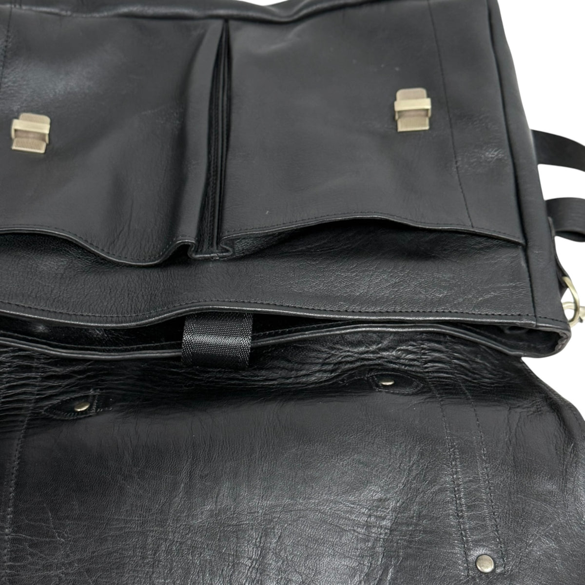 Oxford Full-Grain Leather Laptop Satchel - black