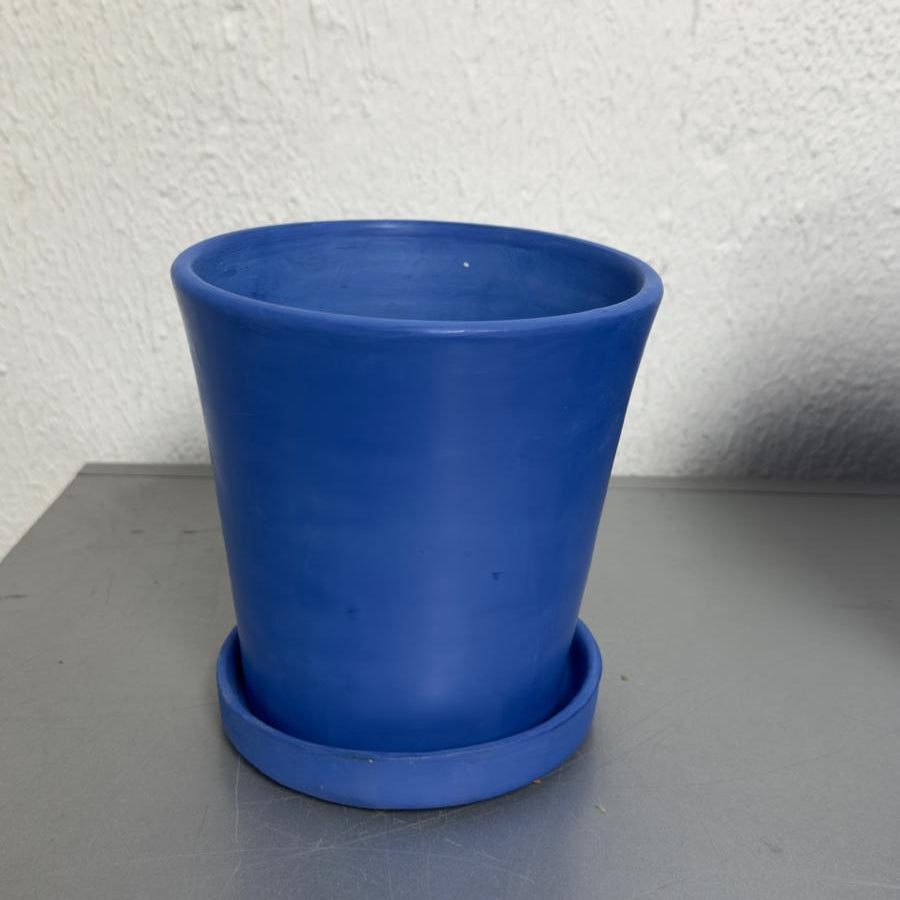 Moroccan Tadelakt Plant Pot with Saucer – Handcrafted Artisan Planter