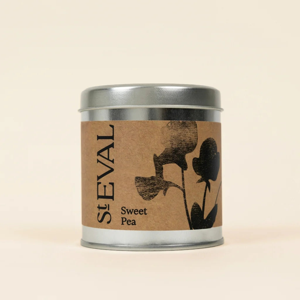 St. Eval Sweet Pea Tin Candle | A Cornish Garden at Sunset