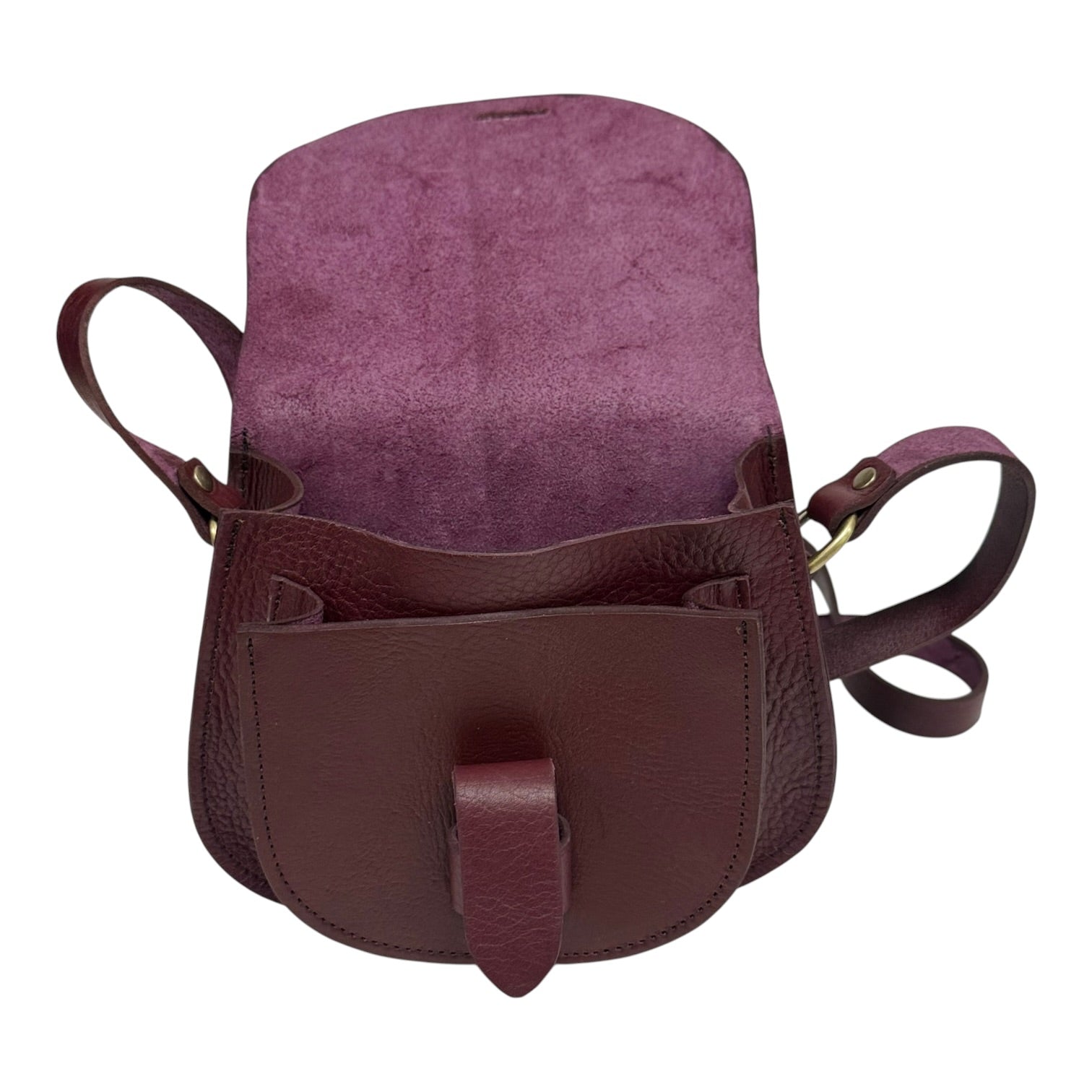 Maya Burgundy Leather Saddle Bag – Handmade Full-Grain Crossbody