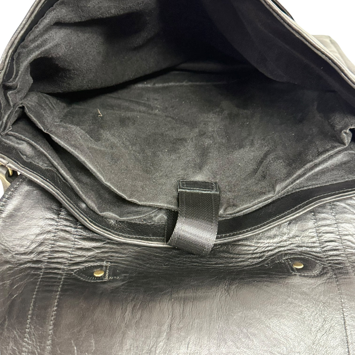 Oxford Full-Grain Leather Laptop Satchel - black