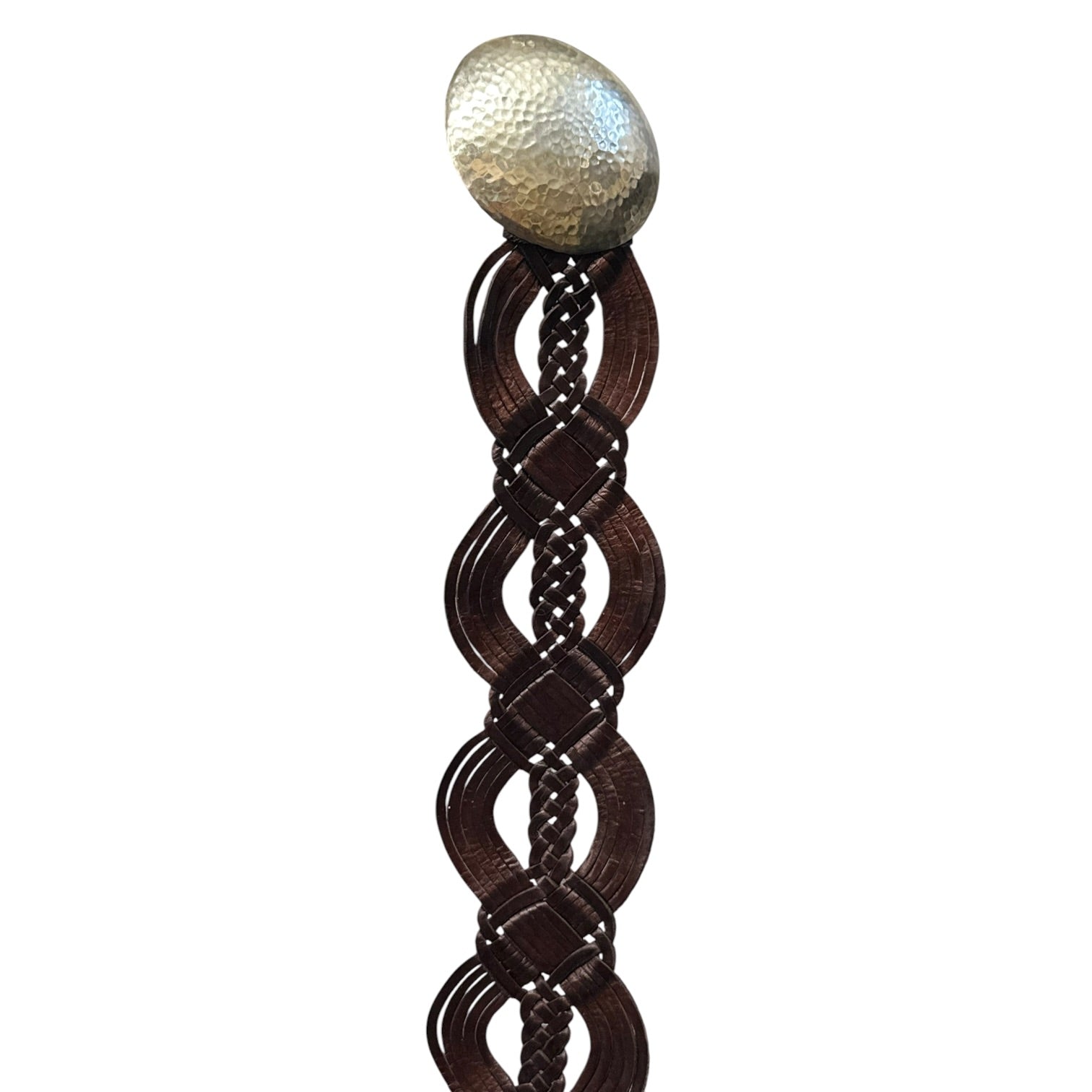 Wide Moroccan Artisan Braided Leather Belt with Round Silver Buckle