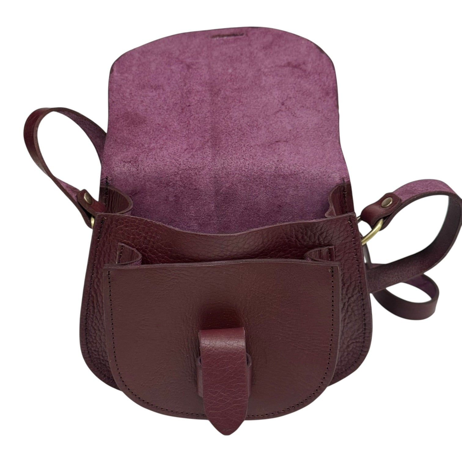 Maya Burgundy Leather Saddle Bag – Handmade Full-Grain Crossbody