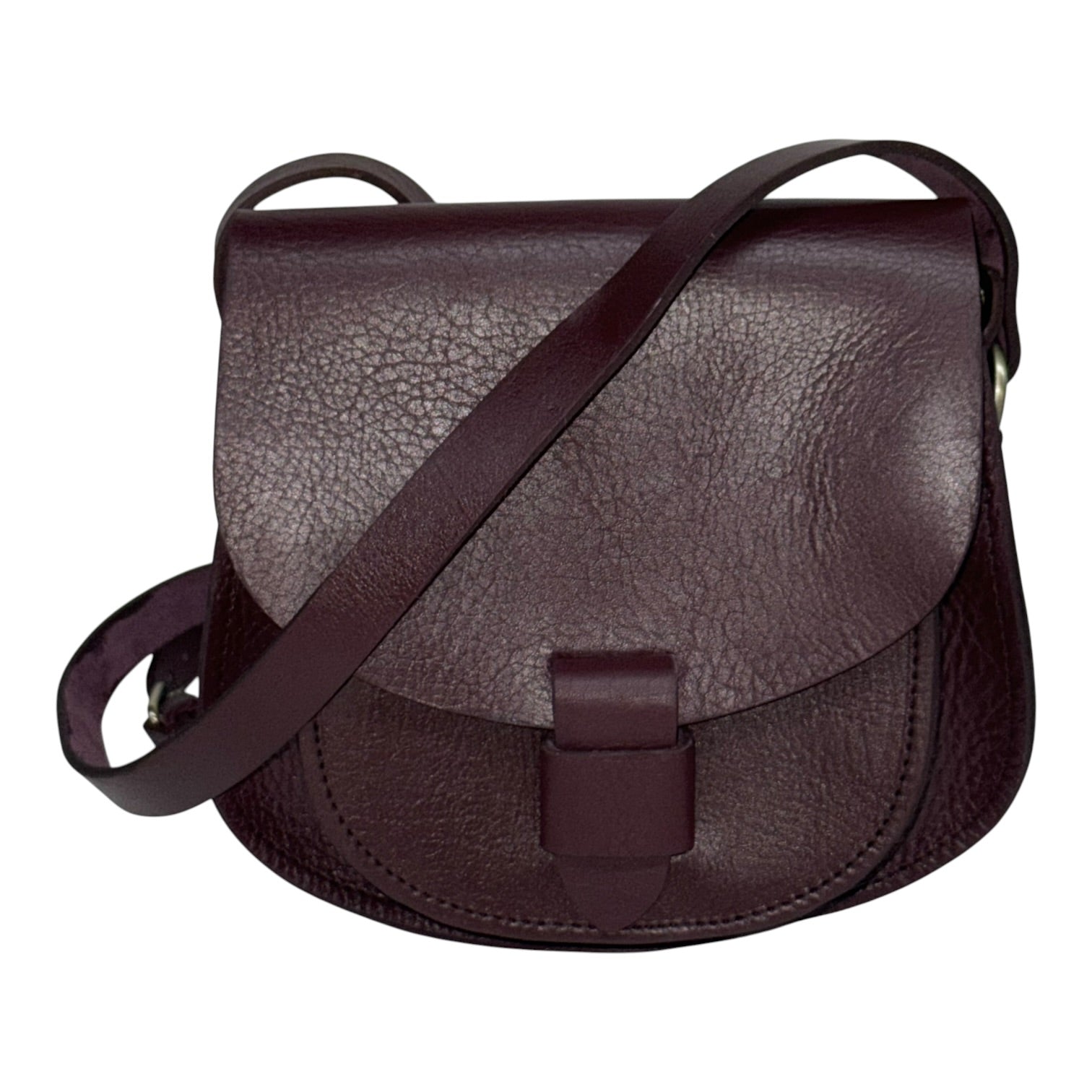 Maya Burgundy Leather Saddle Bag – Handmade Full-Grain Crossbody