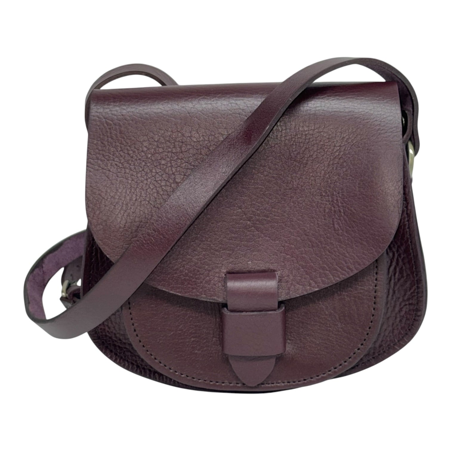 Maya Burgundy Leather Saddle Bag – Handmade Full-Grain Crossbody