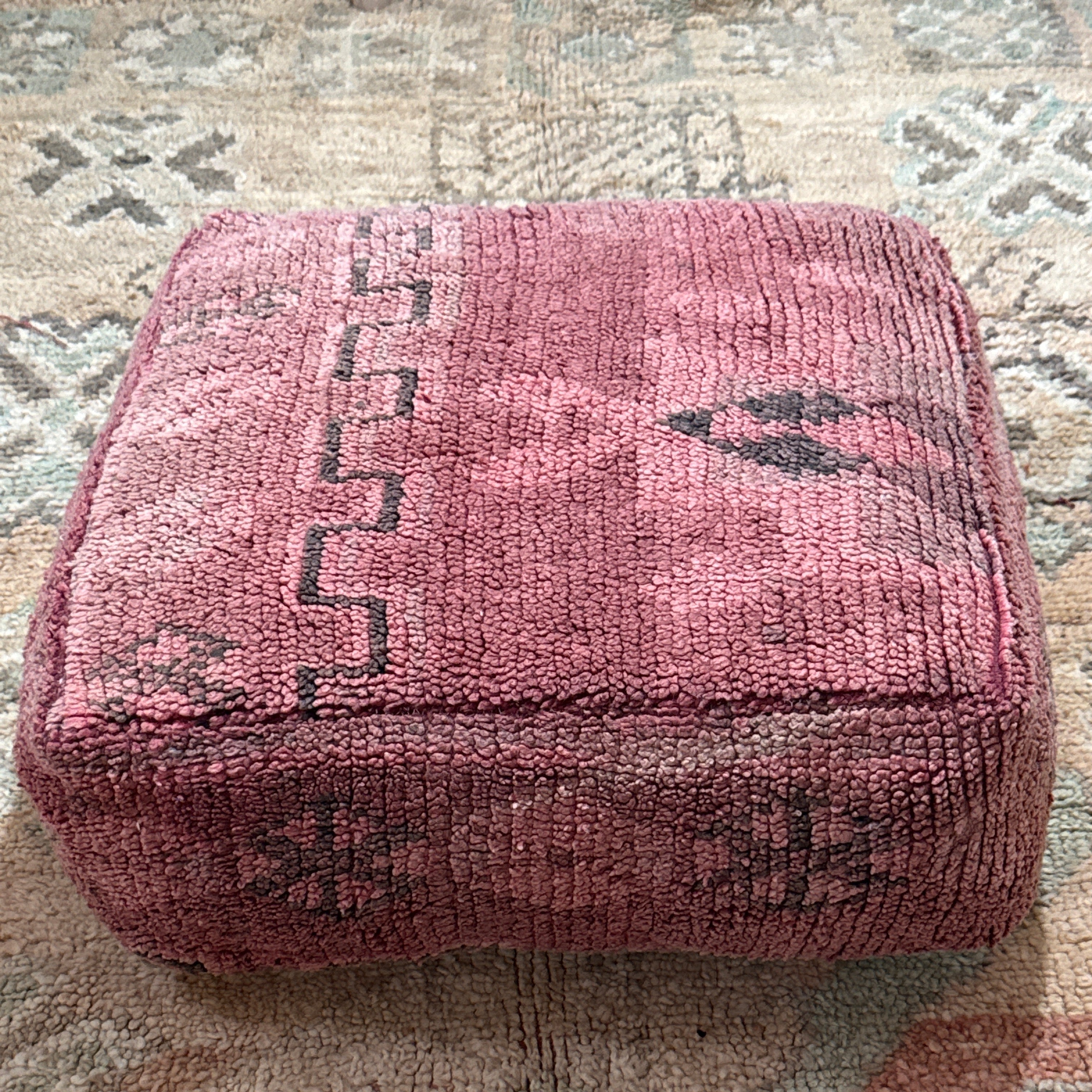 Vintage Boujad Pouffe – Rosewood Maze
